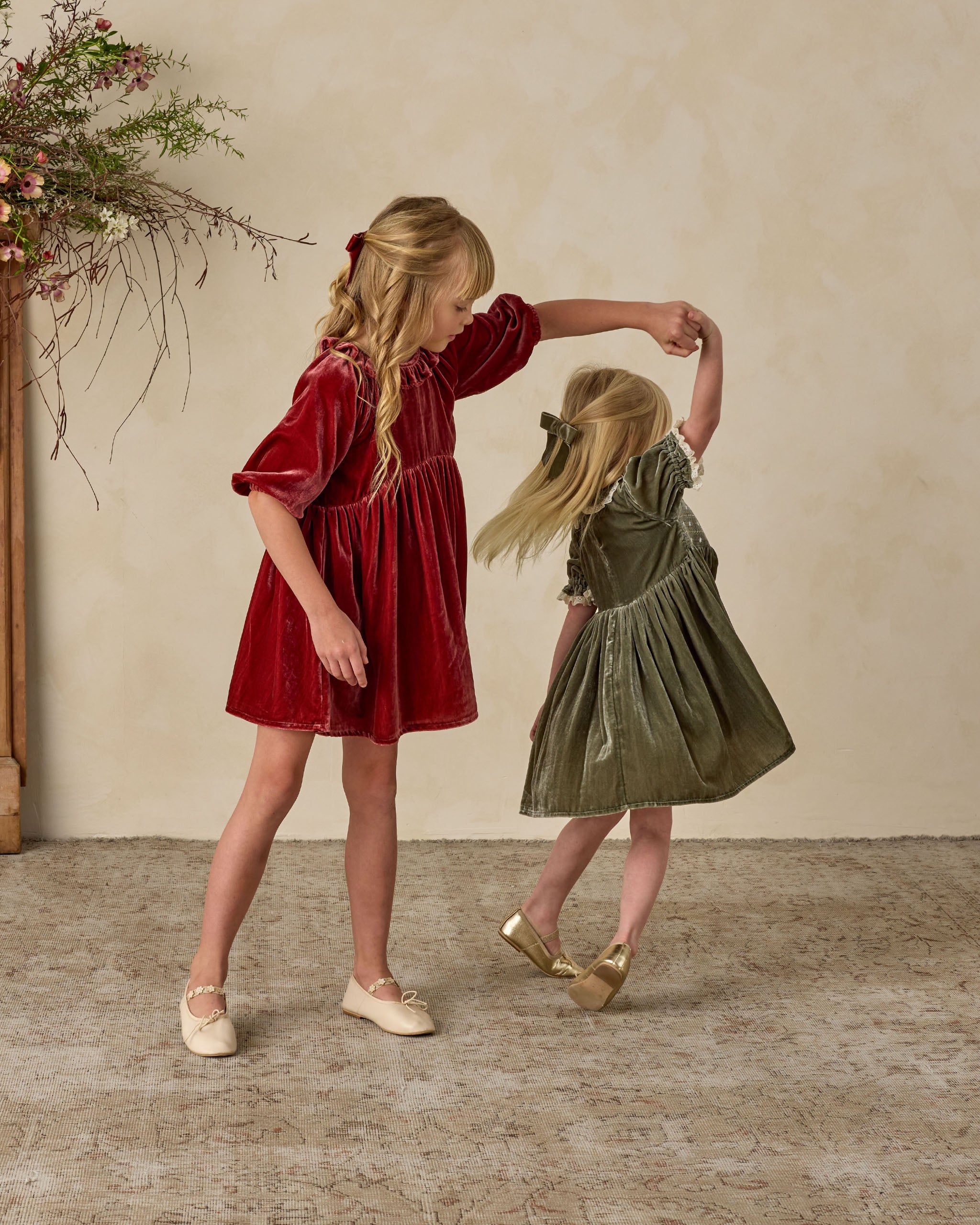 Velvet Bow | Pine - Rylee + Cru | Kids Clothes | Trendy Baby Clothes | Modern Infant Outfits |