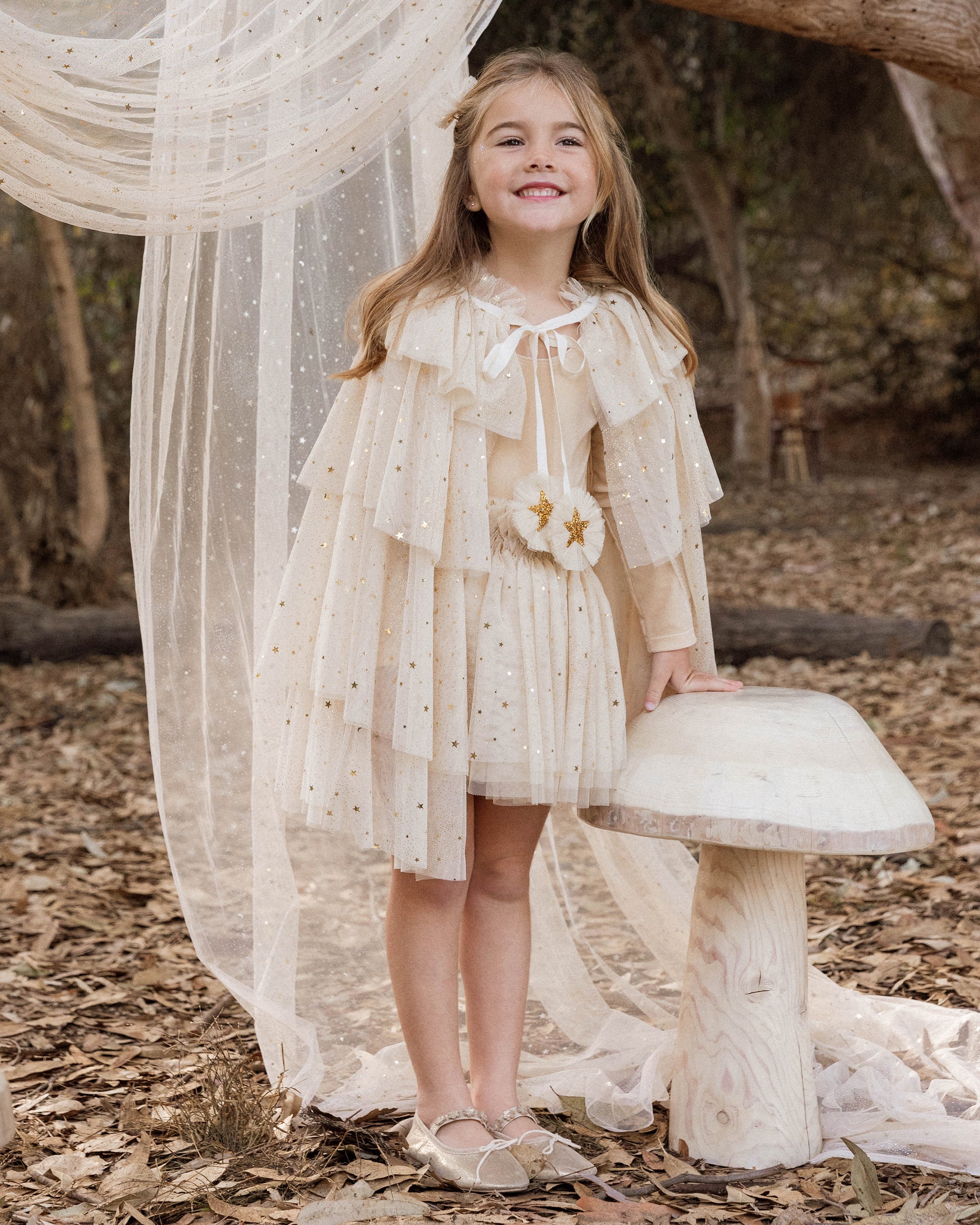 Tulle Cape | Champagne Stars - Rylee + Cru | Kids Clothes | Trendy Baby Clothes | Modern Infant Outfits |
