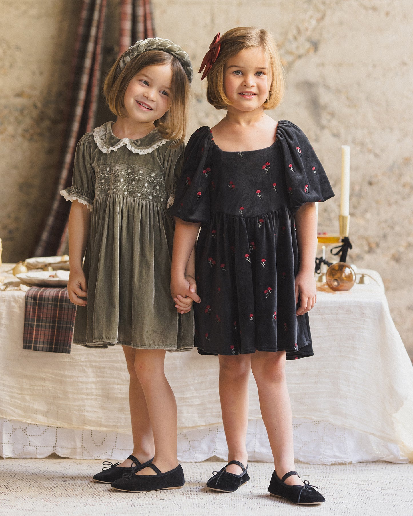 Nina Dress | Velvet Floral - Rylee + Cru | Kids Clothes | Trendy Baby Clothes | Modern Infant Outfits |