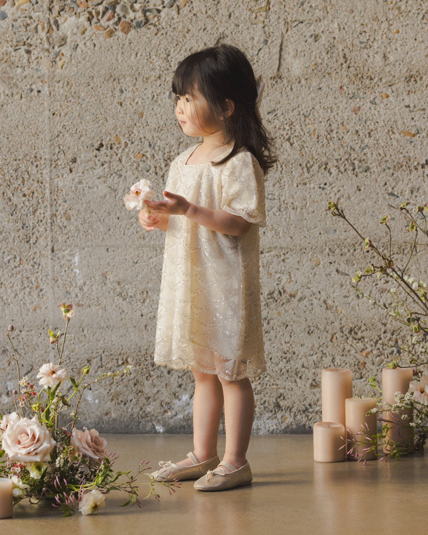 Daisy Dress | Silver Metallic - Rylee + Cru | Kids Clothes | Trendy Baby Clothes | Modern Infant Outfits |