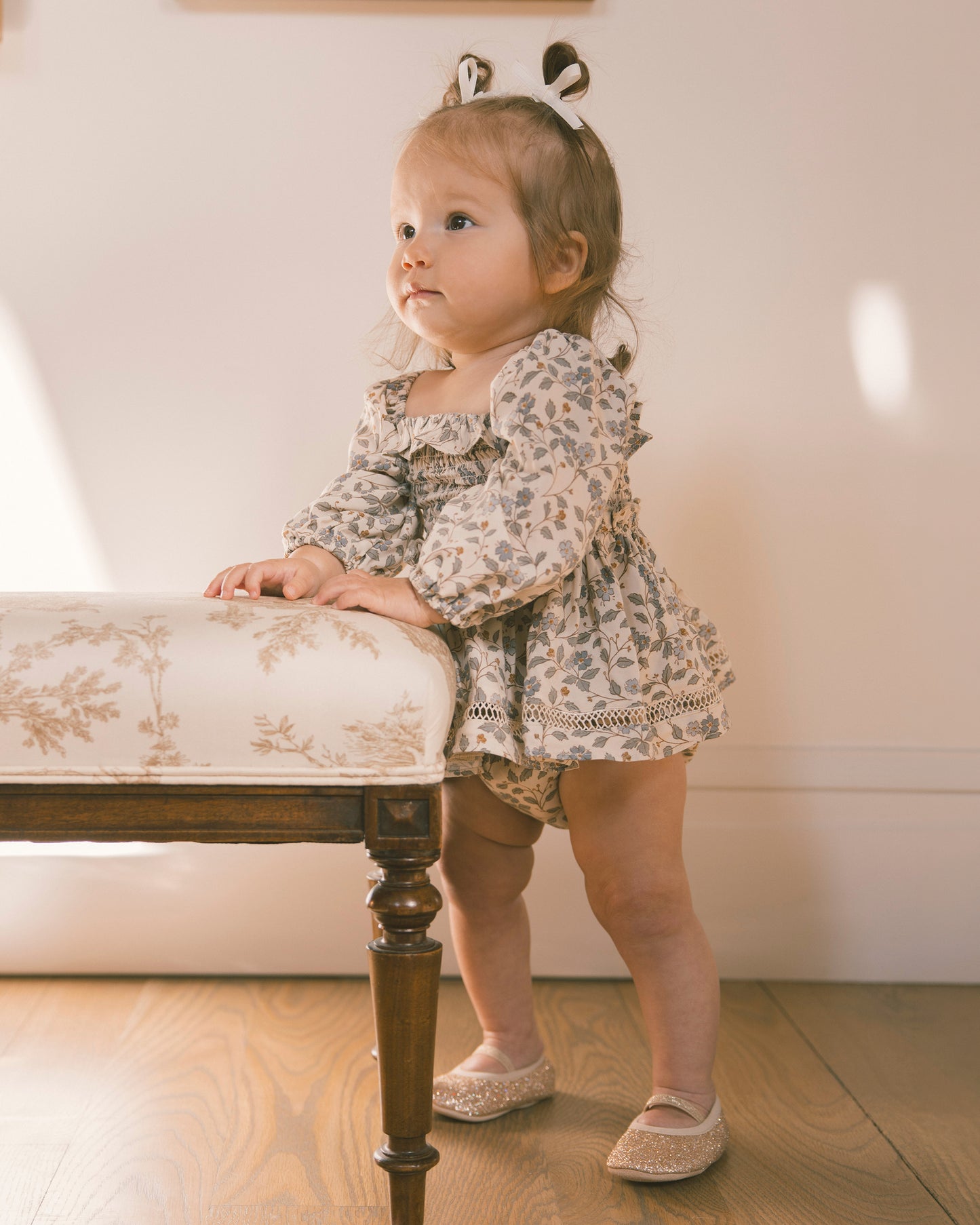 Baby Ballet Flats Rose Gold Shimmer - Rylee + Cru | Kids Clothes | Trendy Baby Clothes | Modern Infant Outfits |