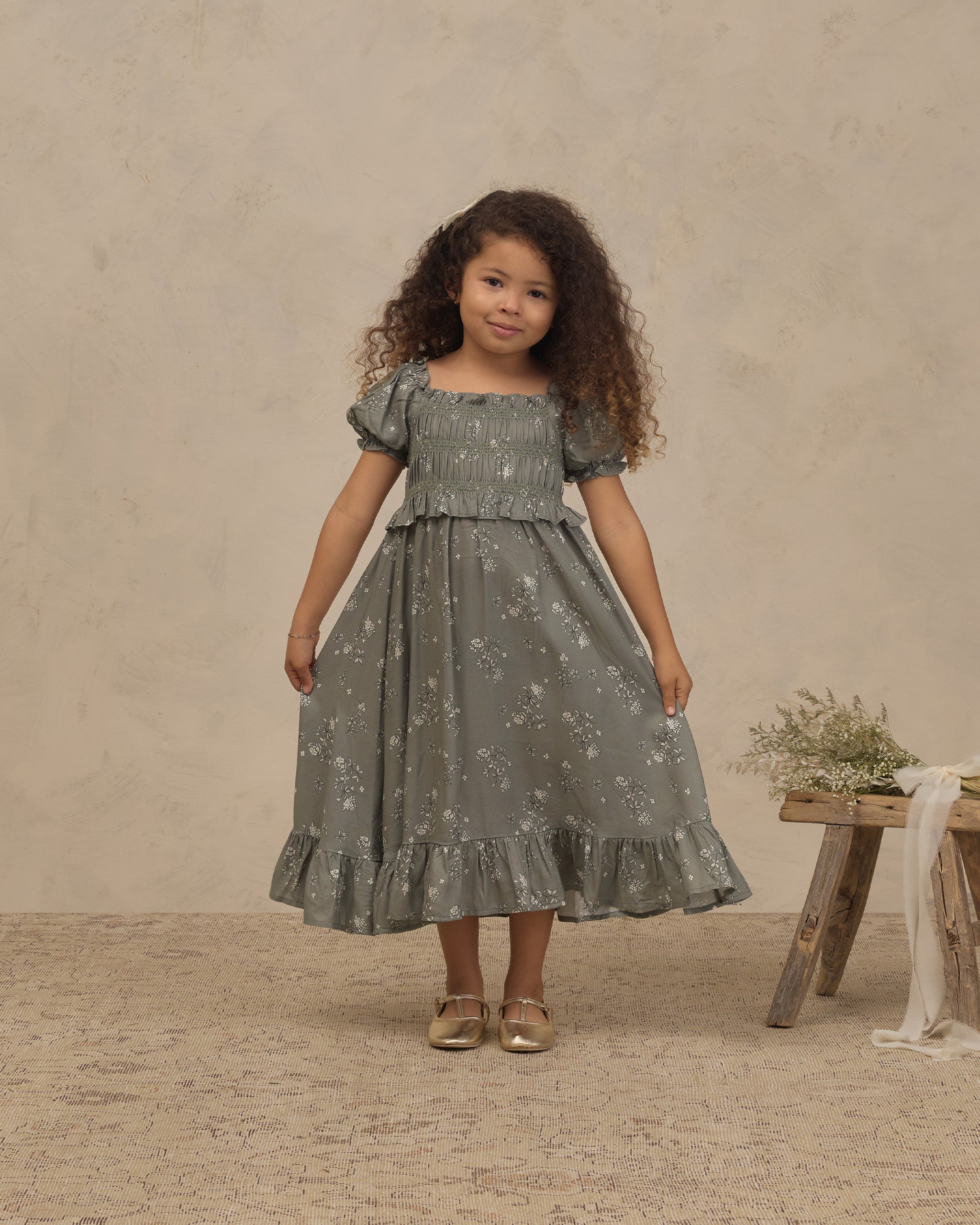 Maggie Dress Eucalyptus French Floral