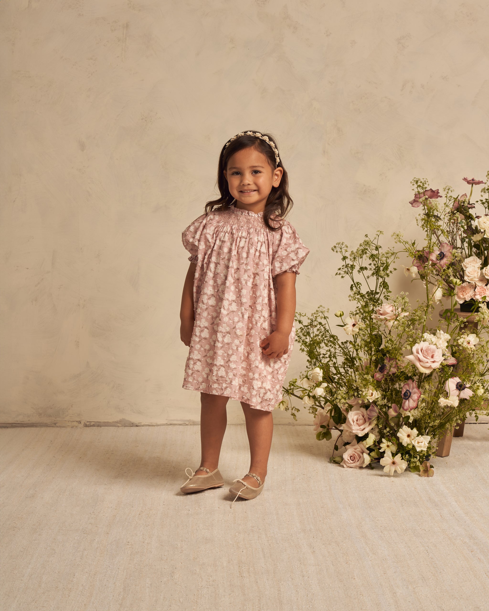 Maddie Dress || Blush Hydrangea - Rylee + Cru | Kids Clothes | Trendy Baby Clothes | Modern Infant Outfits |