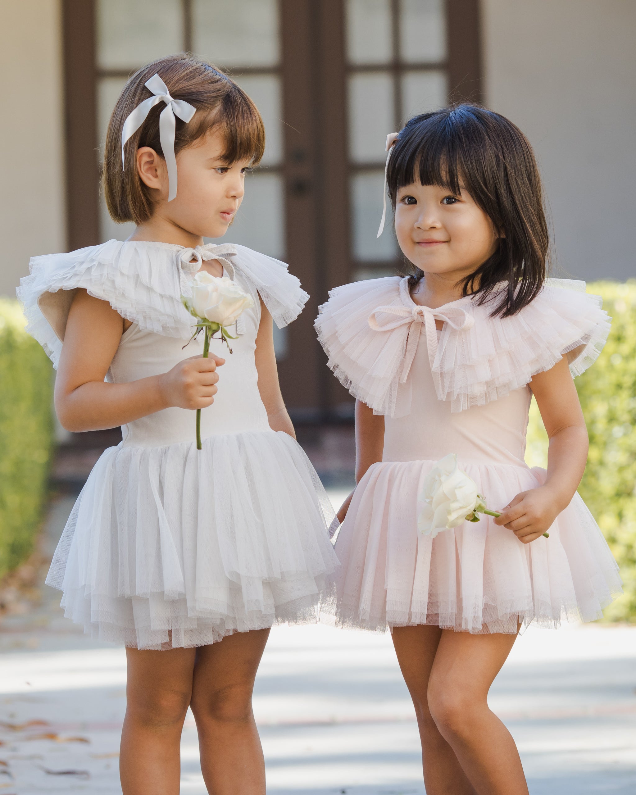 Satin Ribbon Bows Pearl, Ivory, Mist - Rylee + Cru | Kids Clothes | Trendy Baby Clothes | Modern Infant Outfits |