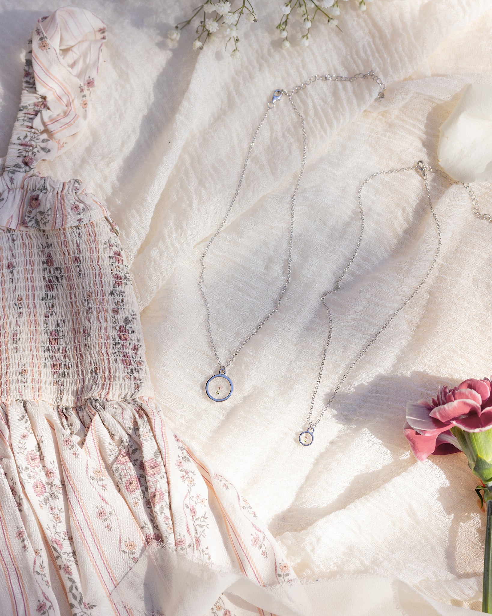 Petal Garden Necklace Mama + Mini Bundle White Gold - Rylee + Cru | Kids Clothes | Trendy Baby Clothes | Modern Infant Outfits |