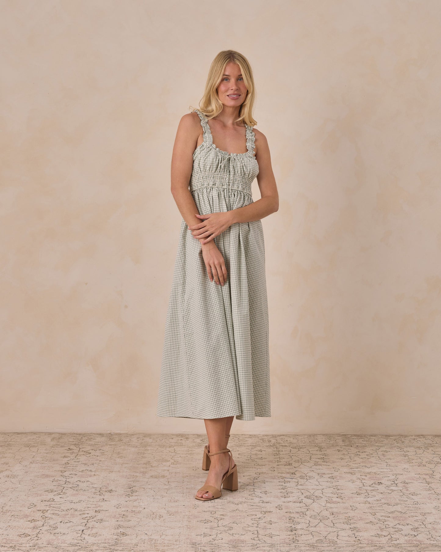 Women's Jane Dress Eucalyptus Check - Rylee + Cru | Kids Clothes | Trendy Baby Clothes | Modern Infant Outfits |