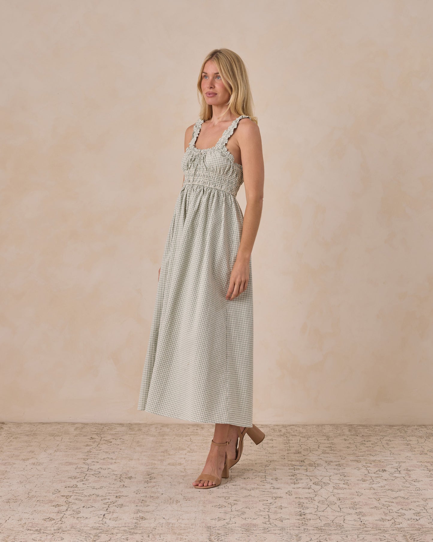 Women's Jane Dress Eucalyptus Check - Rylee + Cru | Kids Clothes | Trendy Baby Clothes | Modern Infant Outfits |