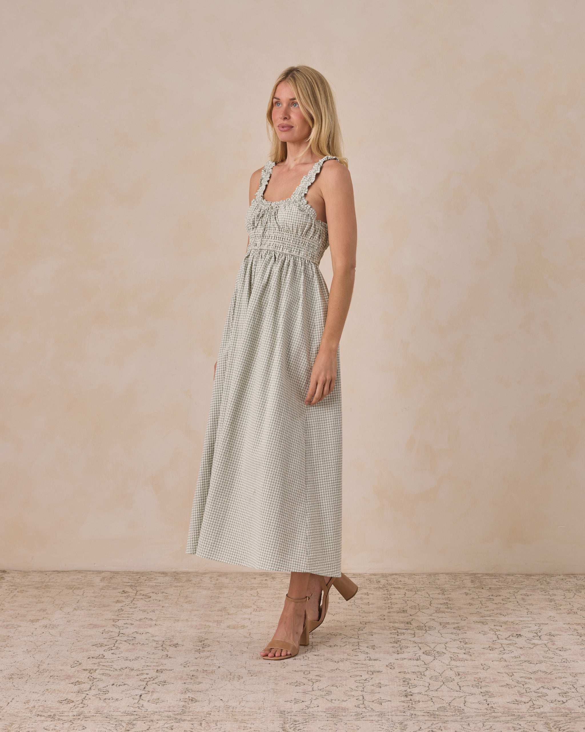 Women's Jane Dress Eucalyptus Check - Rylee + Cru | Kids Clothes | Trendy Baby Clothes | Modern Infant Outfits |