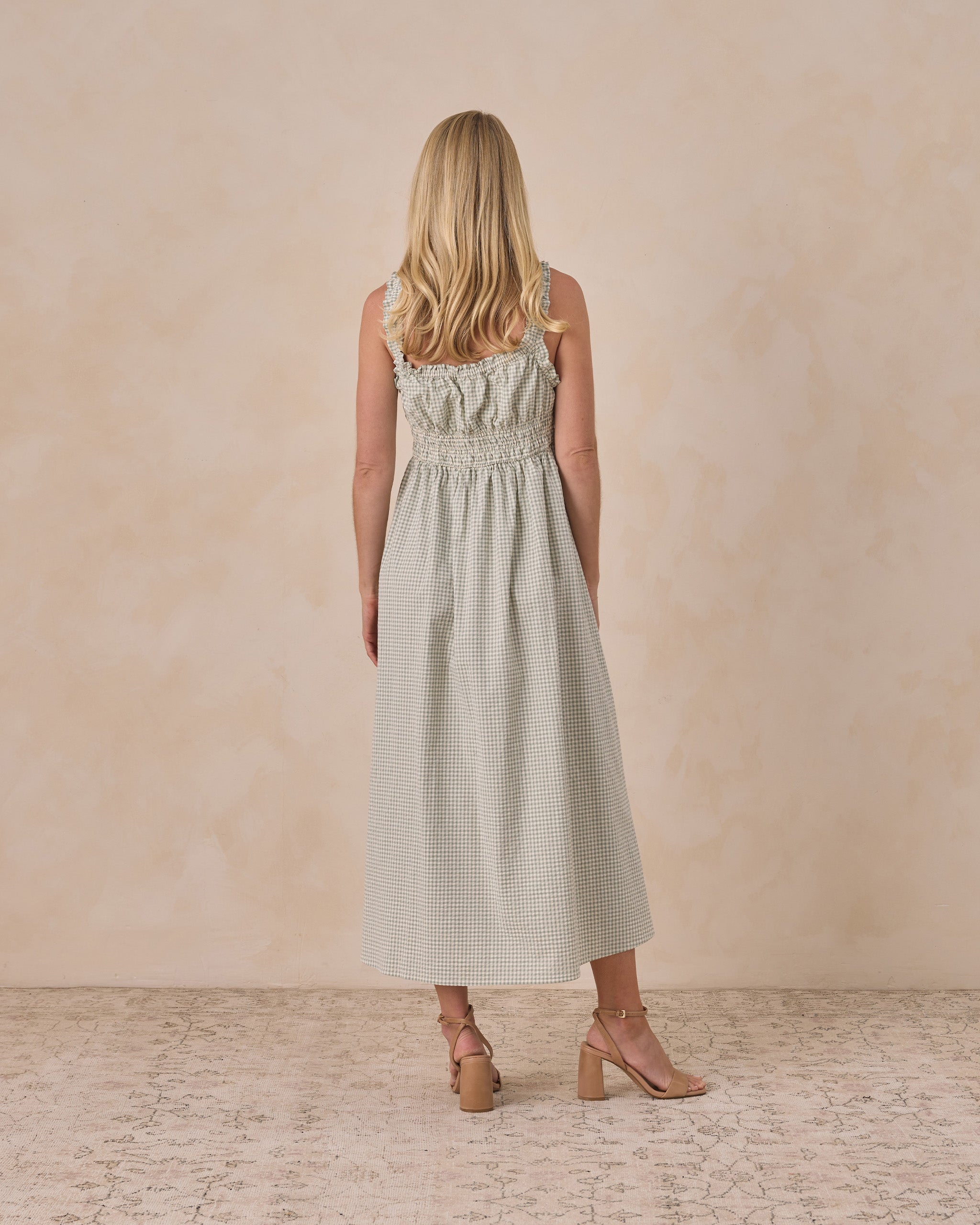 Women's Jane Dress Eucalyptus Check - Rylee + Cru | Kids Clothes | Trendy Baby Clothes | Modern Infant Outfits |
