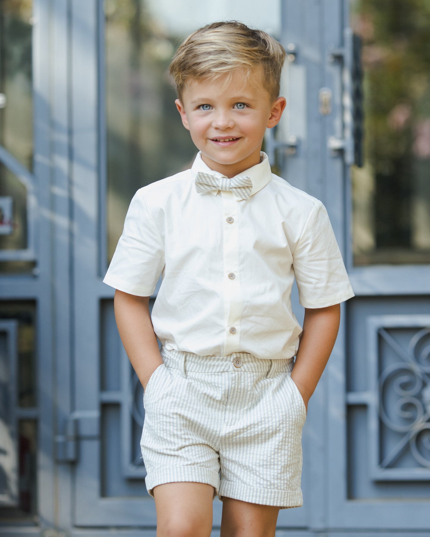 Bow Tie Sky Stripe Seersucker - Rylee + Cru | Kids Clothes | Trendy Baby Clothes | Modern Infant Outfits |