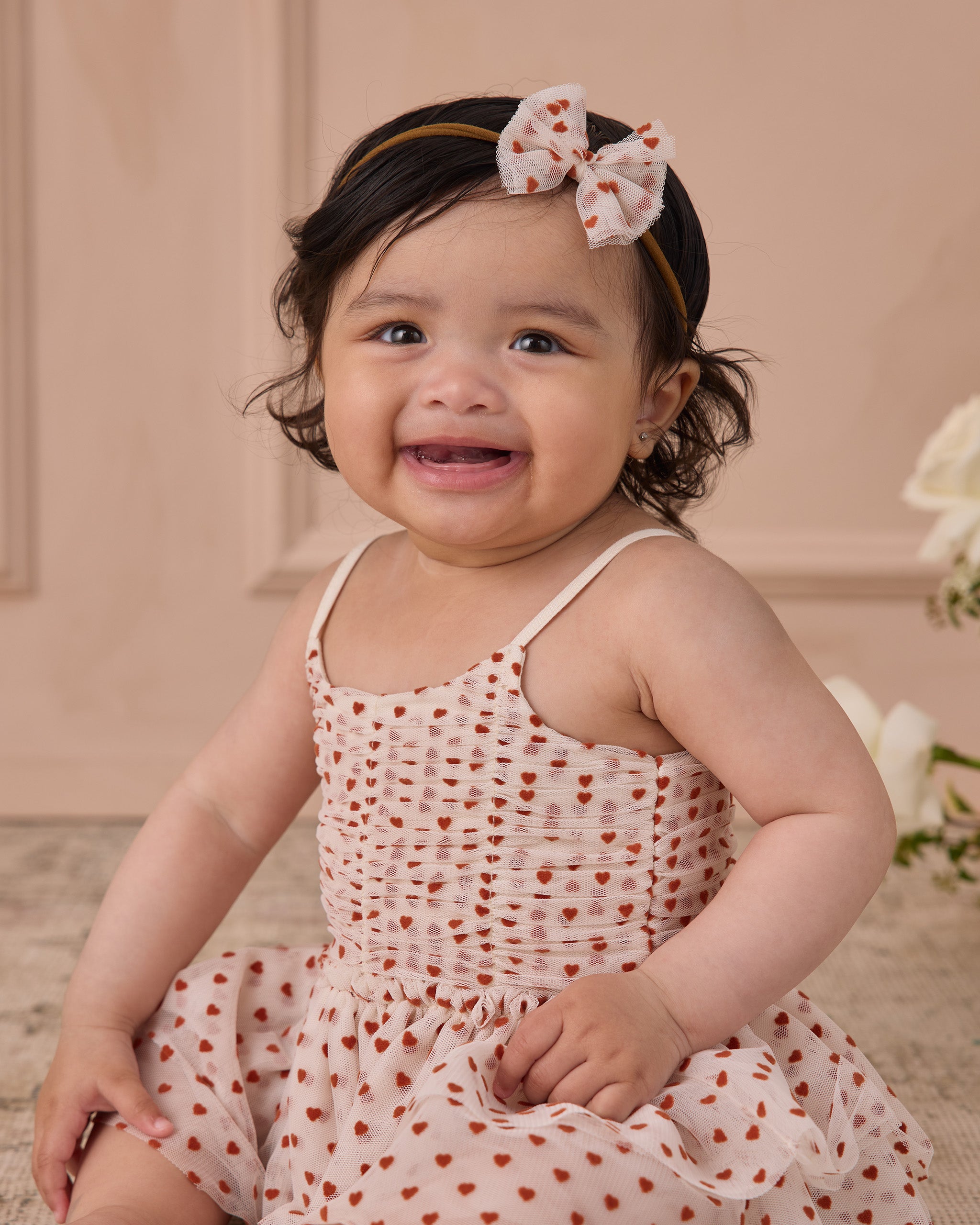 Flutter 薄纱发带 |粉色圆点