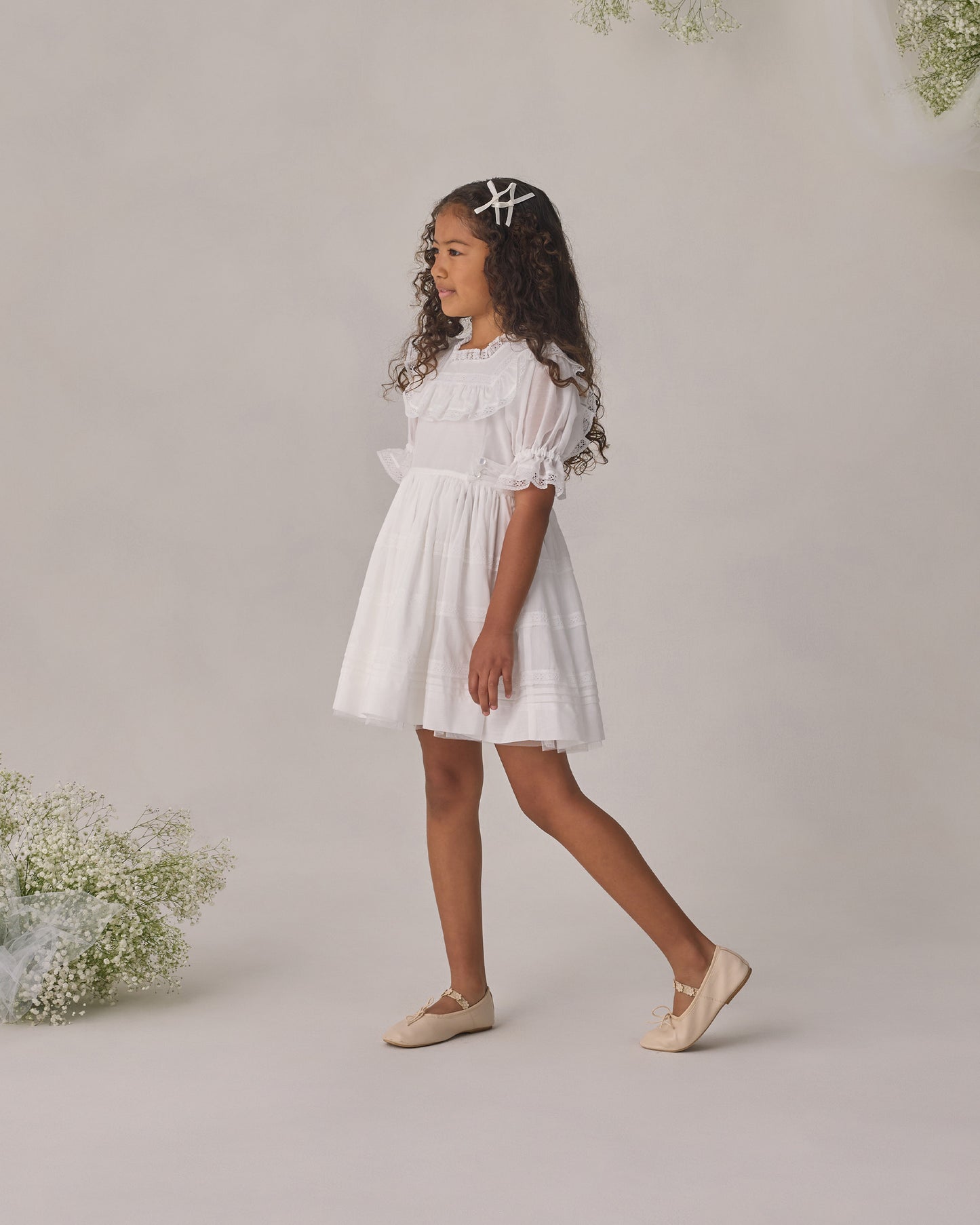 Mini Satin Ribbon Bows Pearl, Ivory - Rylee + Cru | Kids Clothes | Trendy Baby Clothes | Modern Infant Outfits |