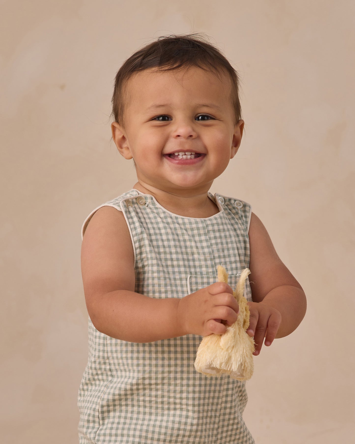 Georgie Romper Eucalyptus Check - Rylee + Cru | Kids Clothes | Trendy Baby Clothes | Modern Infant Outfits |