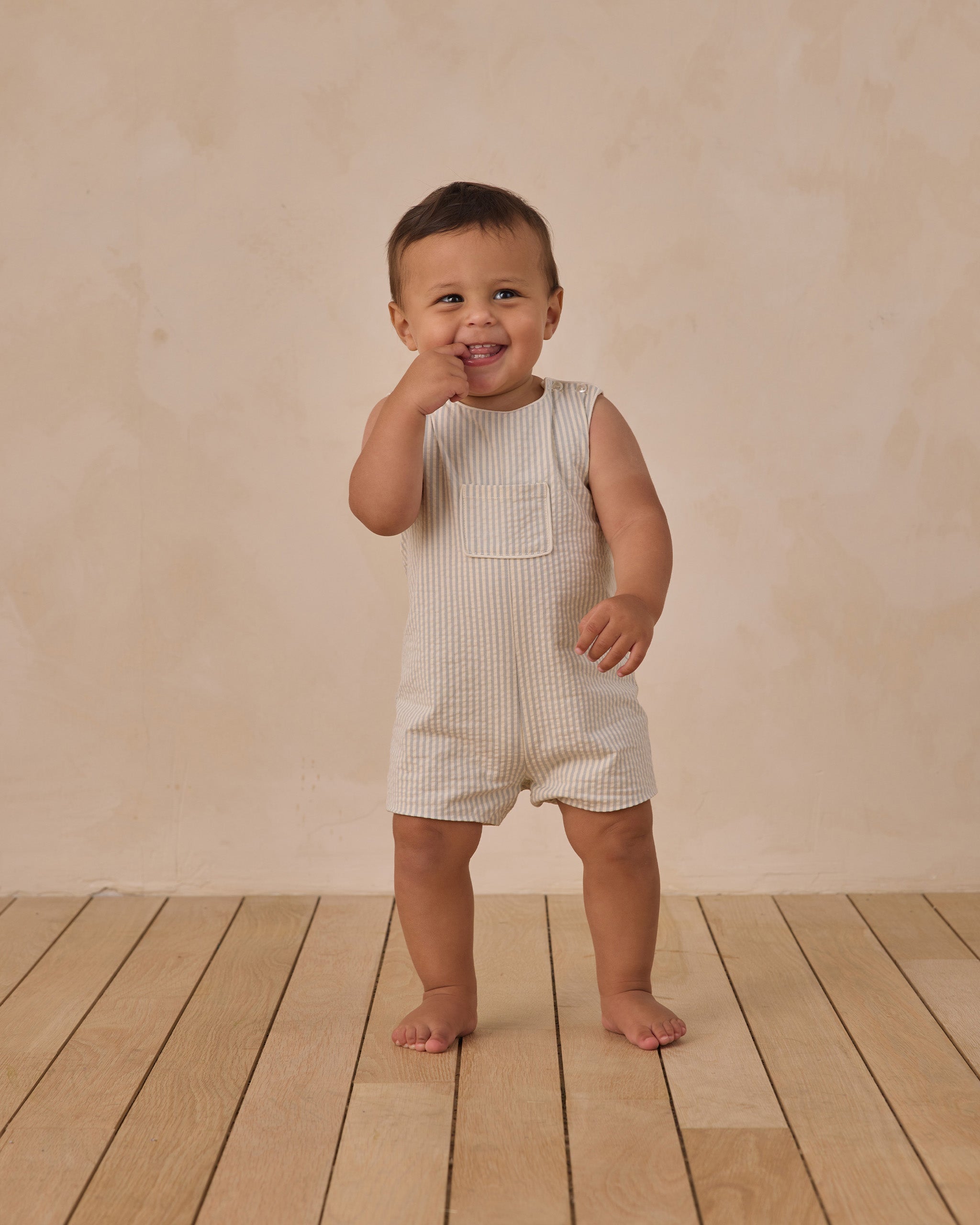 Georgie Romper Sky Stripe - Rylee + Cru | Kids Clothes | Trendy Baby Clothes | Modern Infant Outfits |