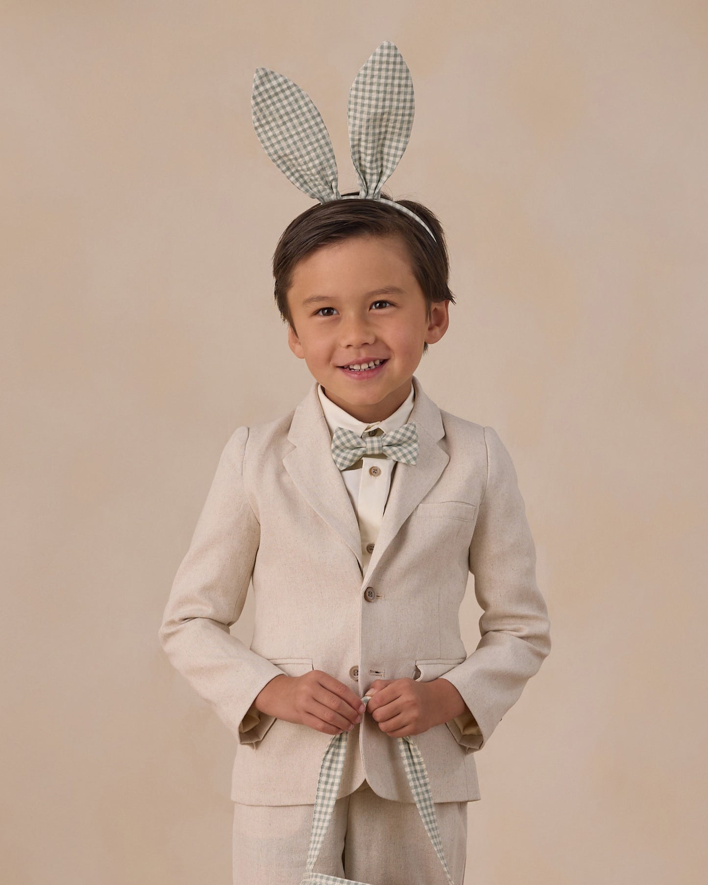 Bunny Headband Eucalyptus Check - Rylee + Cru | Kids Clothes | Trendy Baby Clothes | Modern Infant Outfits |