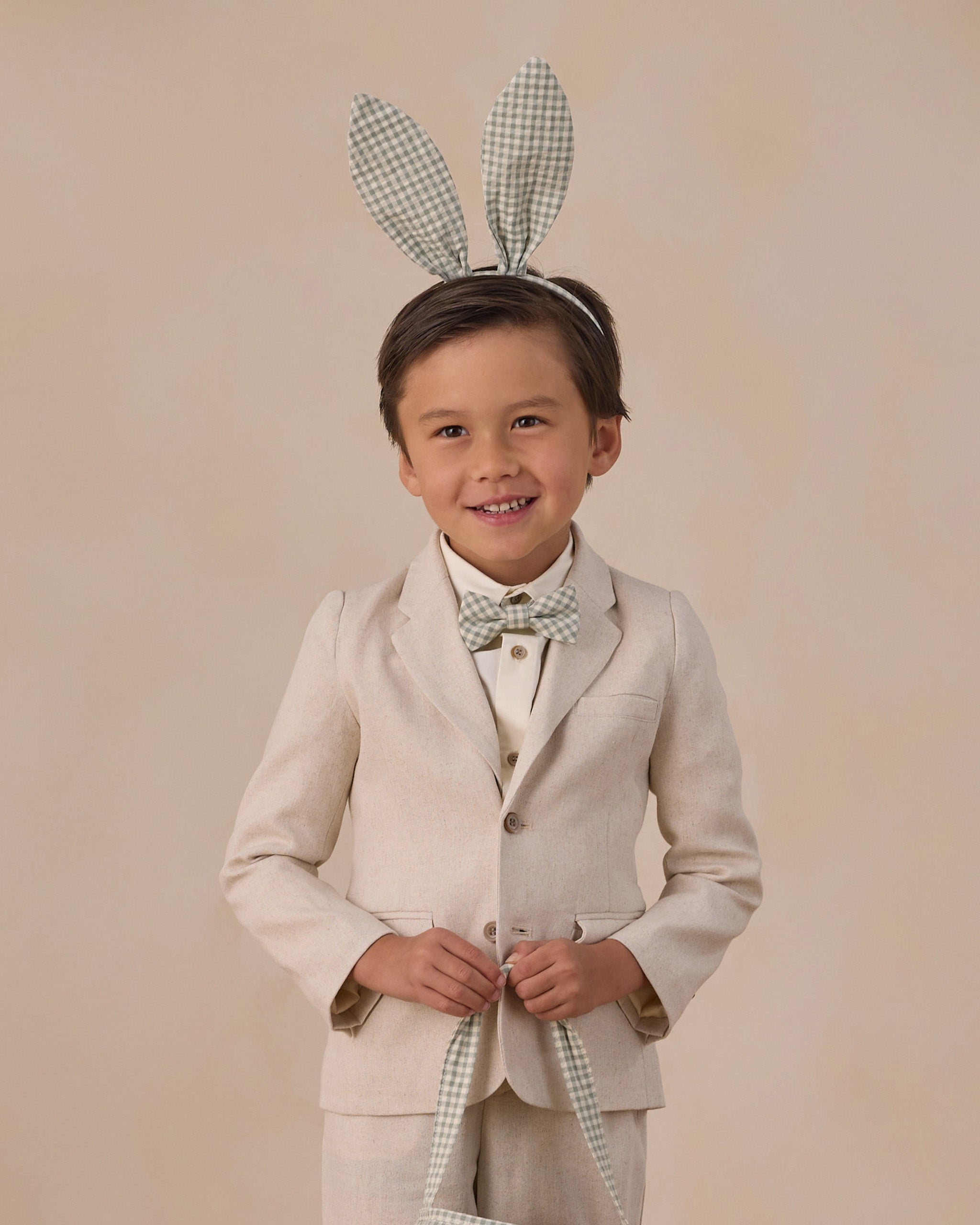 Bunny Headband Eucalyptus Check - Rylee + Cru | Kids Clothes | Trendy Baby Clothes | Modern Infant Outfits |