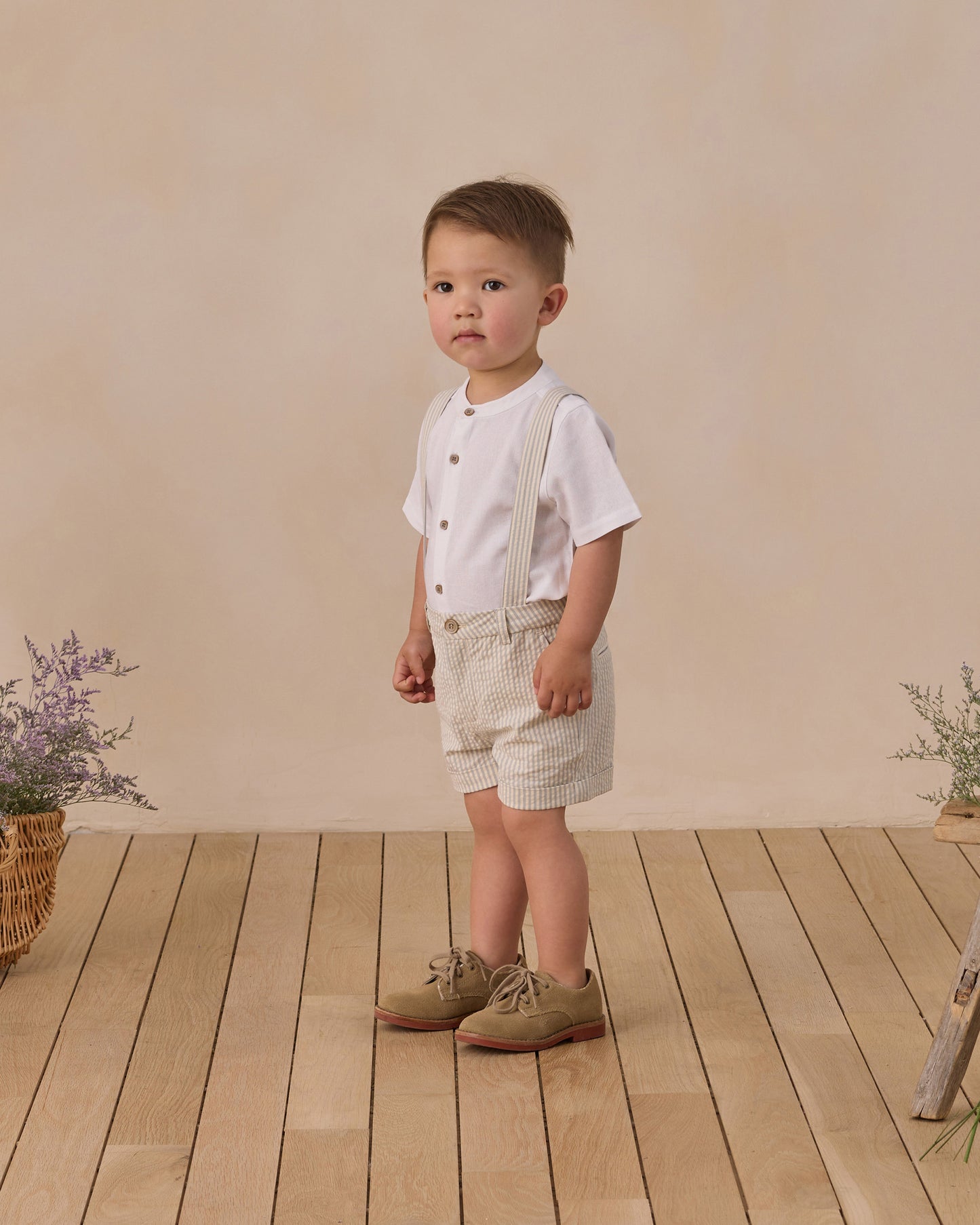 Suspender Short Sky Stripe - Rylee + Cru | Kids Clothes | Trendy Baby Clothes | Modern Infant Outfits |