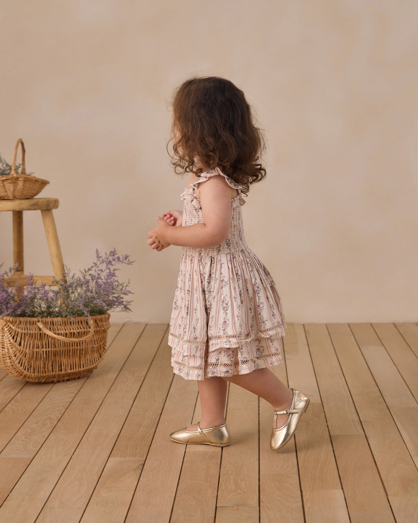 Birdie Dress Spring Floral Stripe - Rylee + Cru | Kids Clothes | Trendy Baby Clothes | Modern Infant Outfits |