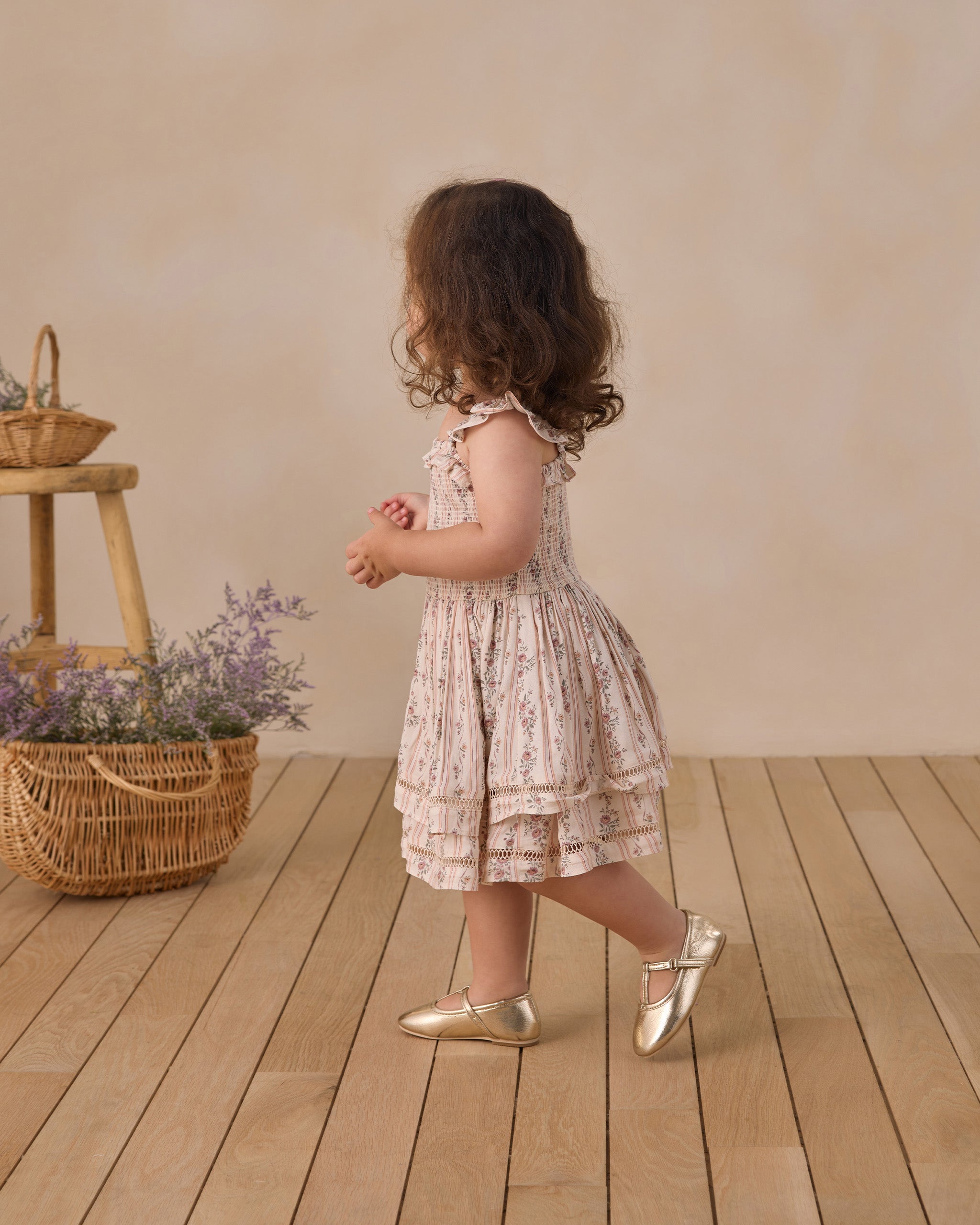 Birdie Dress Spring Floral Stripe  Noralee