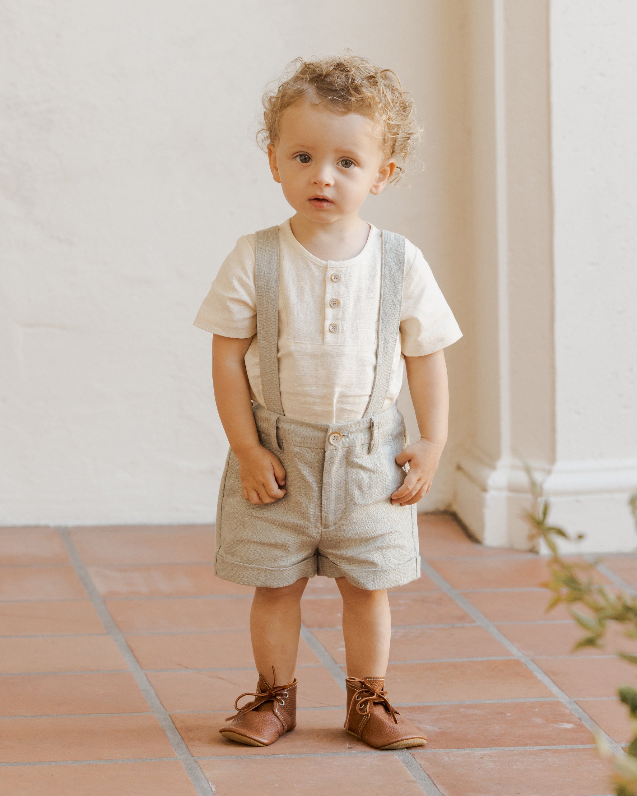 Beau Romper || Natural - Rylee + Cru | Kids Clothes | Trendy Baby Clothes | Modern Infant Outfits |