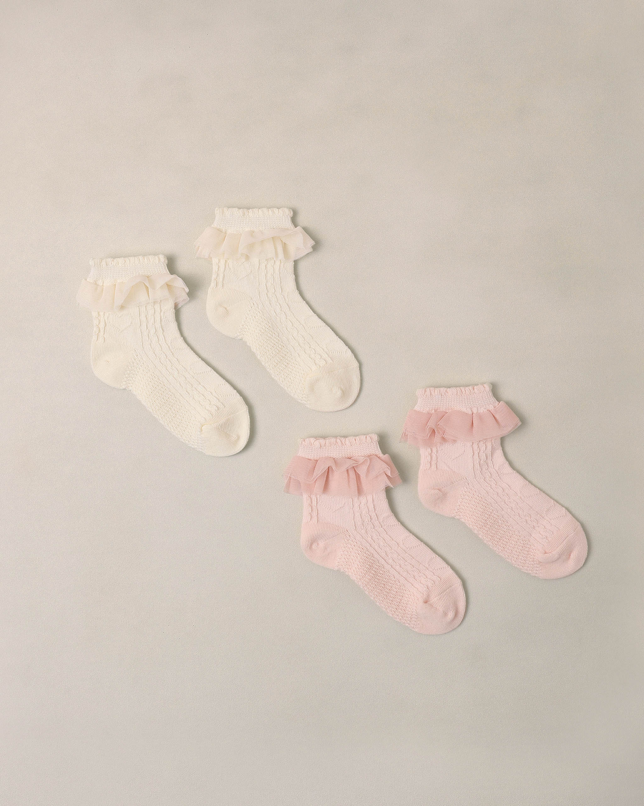Ruffle Socks | Ivory, Blush