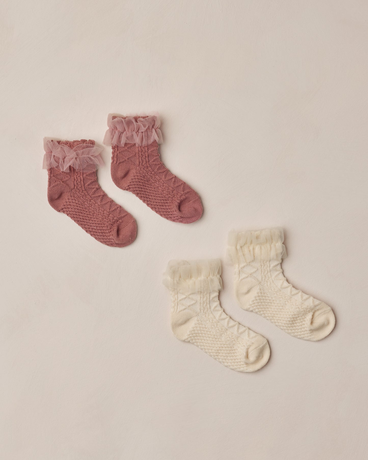 Ruffle Socks | Ivory, Raspberry - Rylee + Cru | Kids Clothes | Trendy Baby Clothes | Modern Infant Outfits |