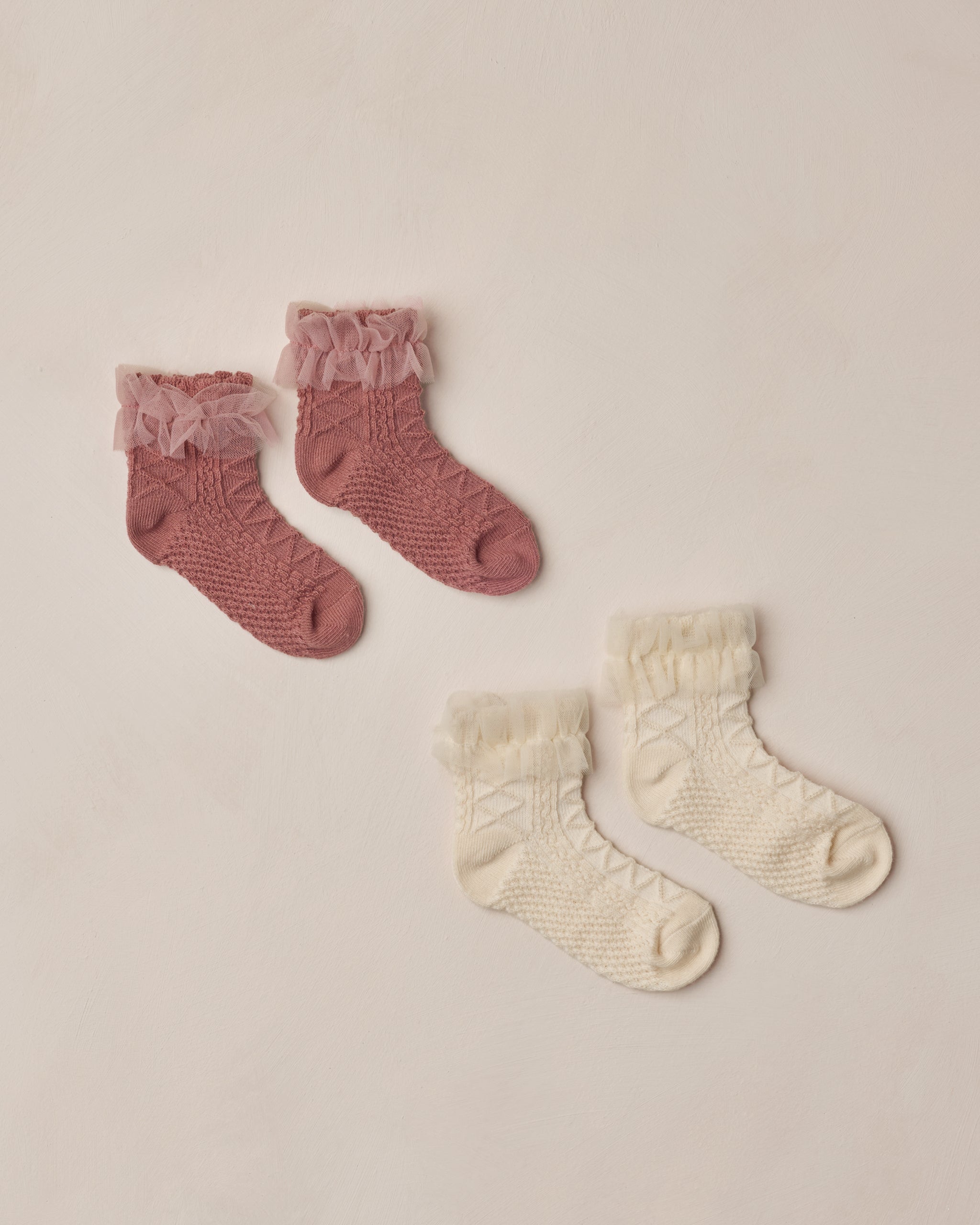 Ruffle Socks | Ivory, Raspberry - Rylee + Cru | Kids Clothes | Trendy Baby Clothes | Modern Infant Outfits |