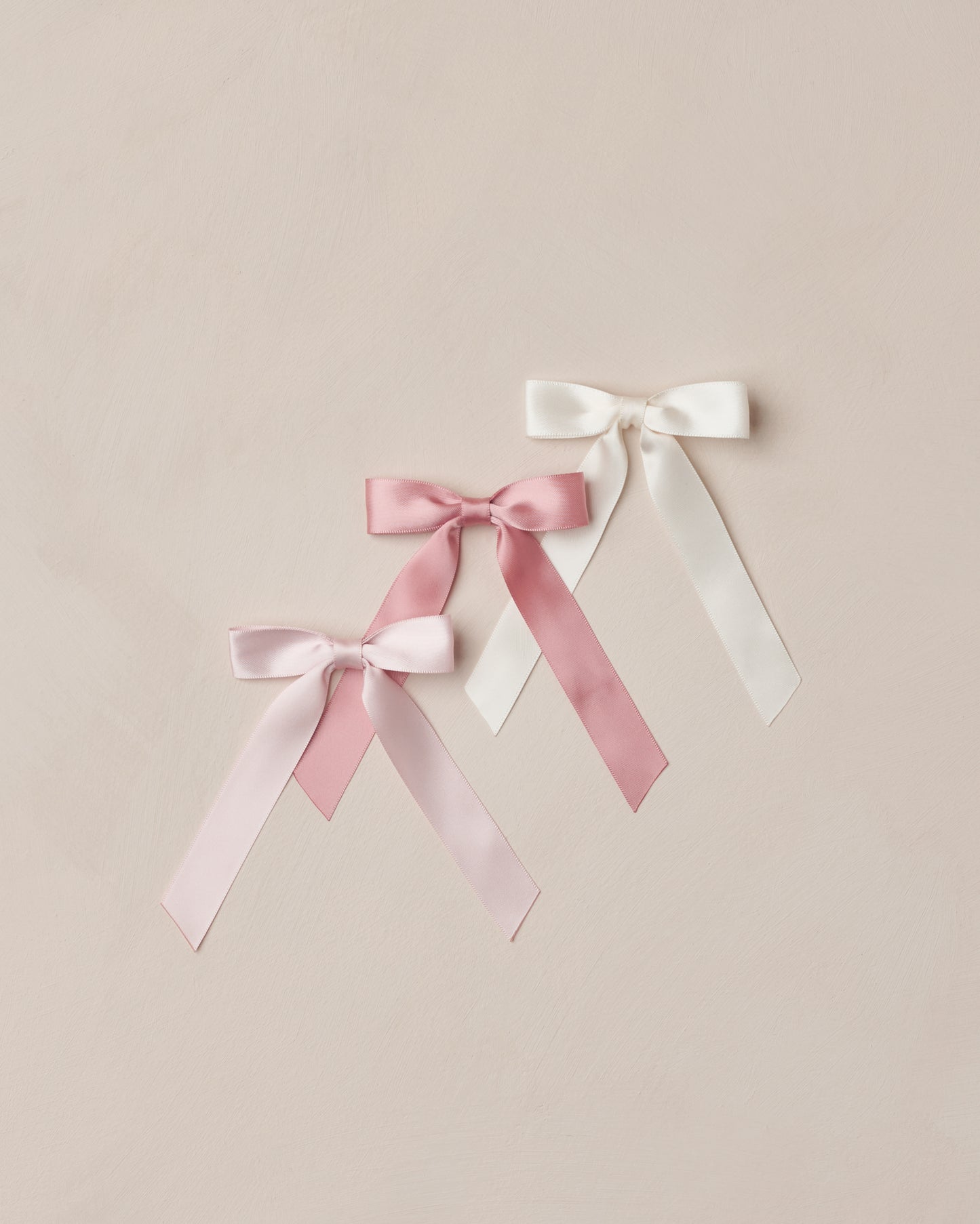 Satin Ribbon Bows | Ivory, Rose, Raspberry - Rylee + Cru | Kids Clothes | Trendy Baby Clothes | Modern Infant Outfits |