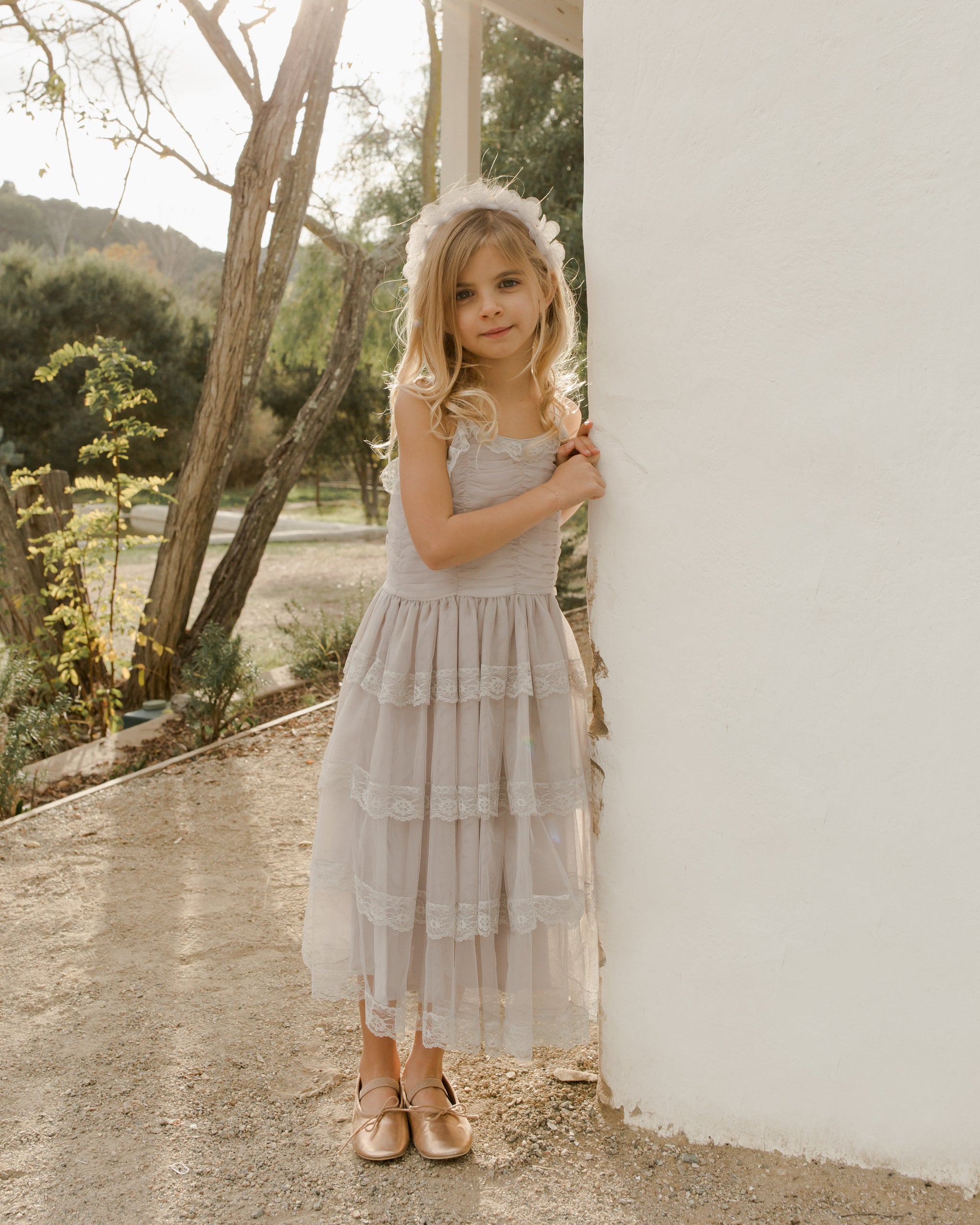 Audrey Dress || Cloud - Rylee + Cru | Kids Clothes | Trendy Baby Clothes | Modern Infant Outfits |