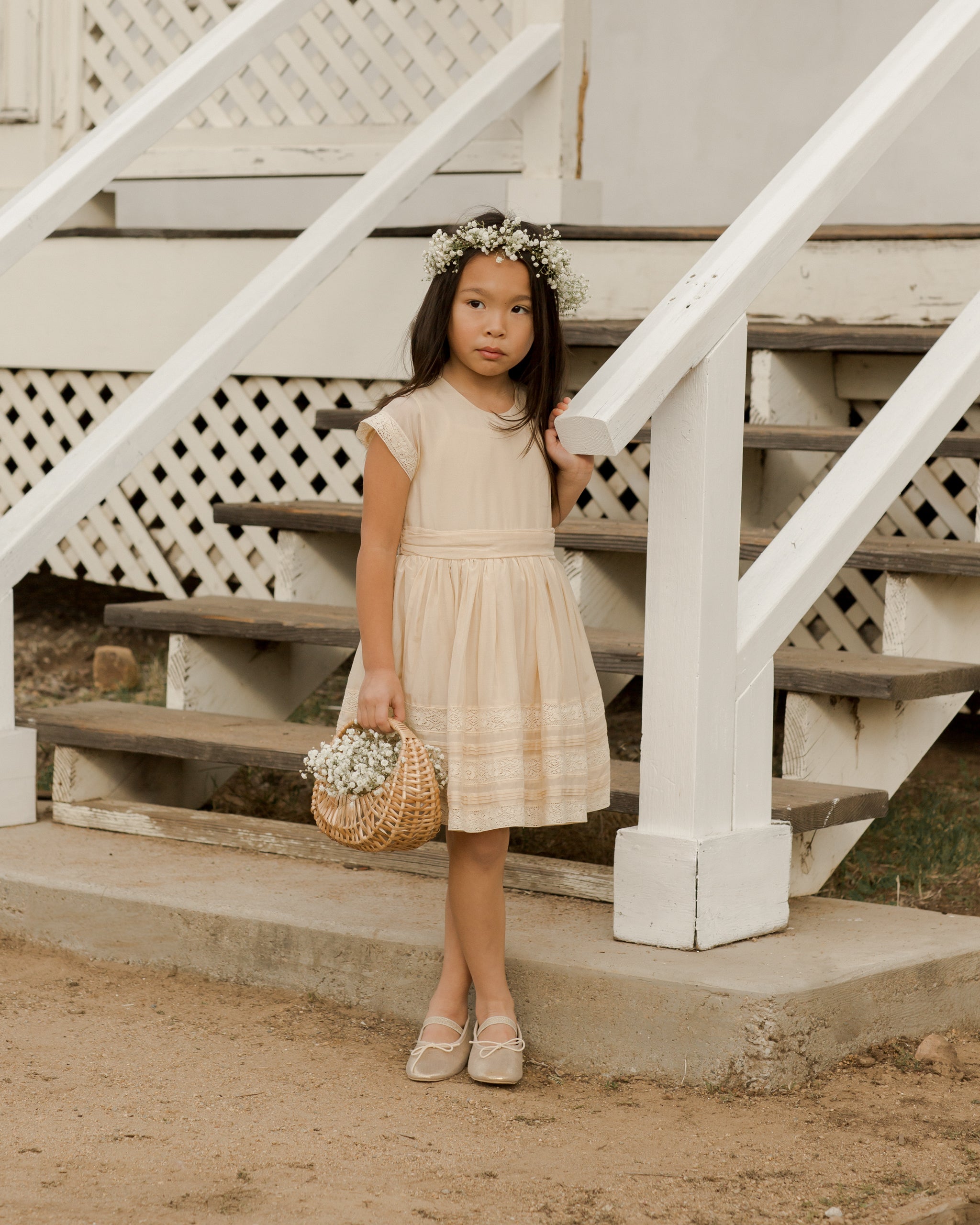 Dahlia Dress || Champagne - Rylee + Cru | Kids Clothes | Trendy Baby Clothes | Modern Infant Outfits |