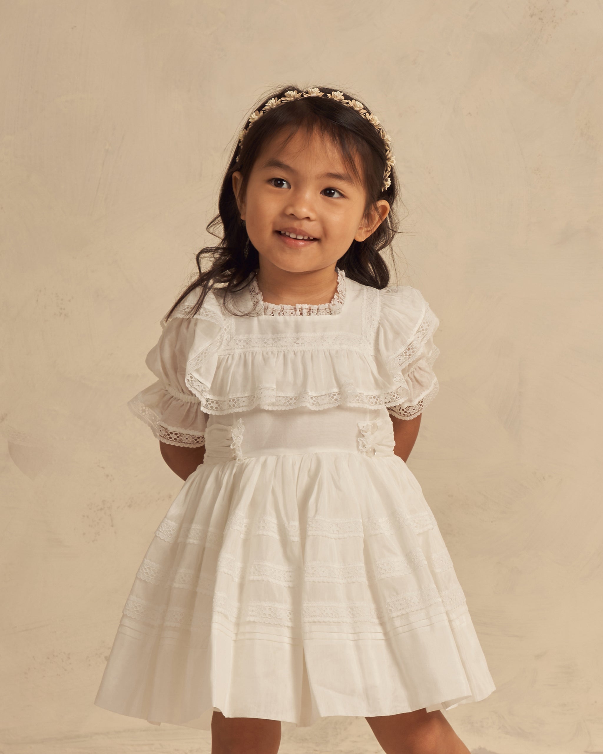 Girls Little White Dress - Short Sleeve Dresses | ROOLEE Kids