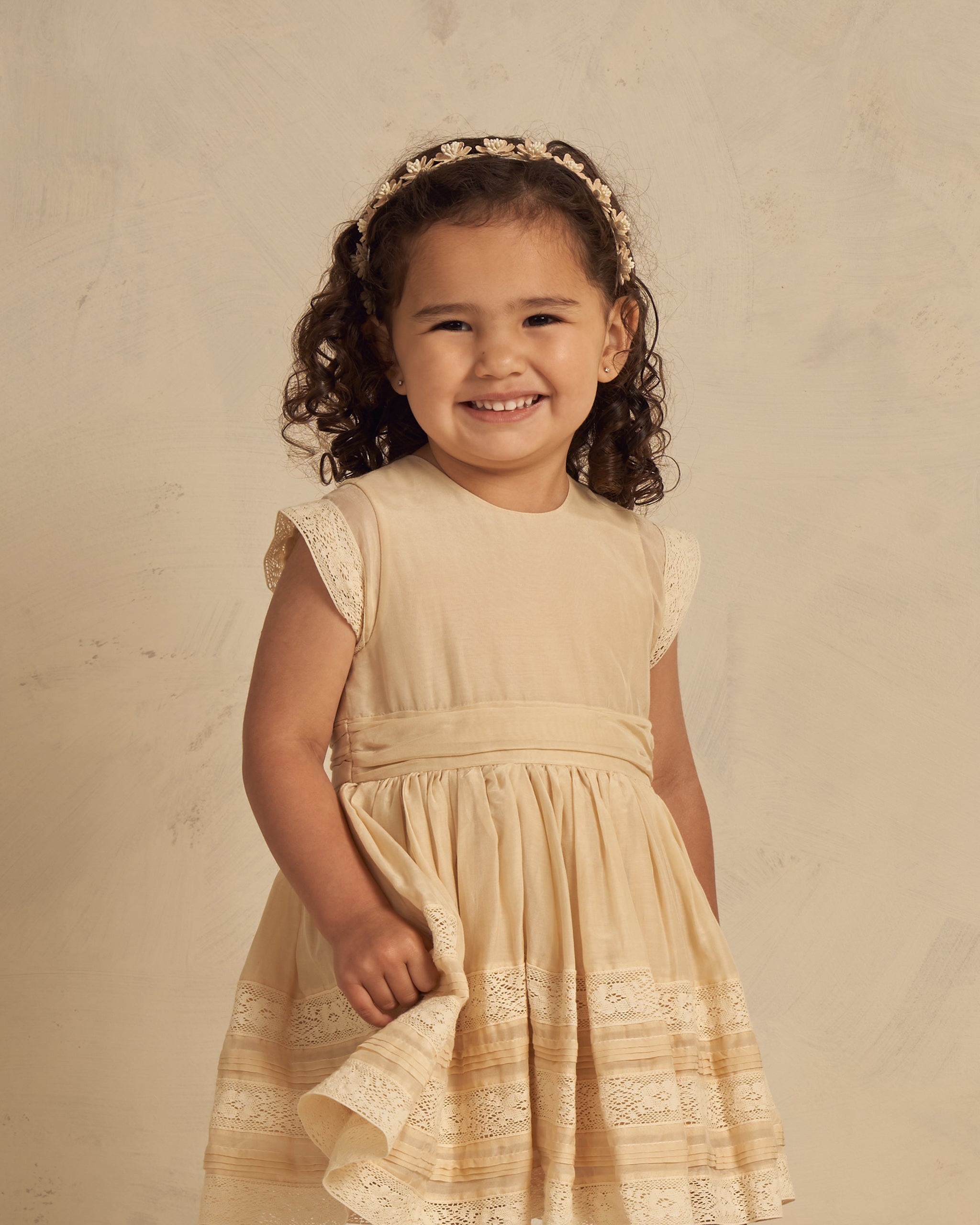 Dahlia Dress || Champagne - Rylee + Cru | Kids Clothes | Trendy Baby Clothes | Modern Infant Outfits |