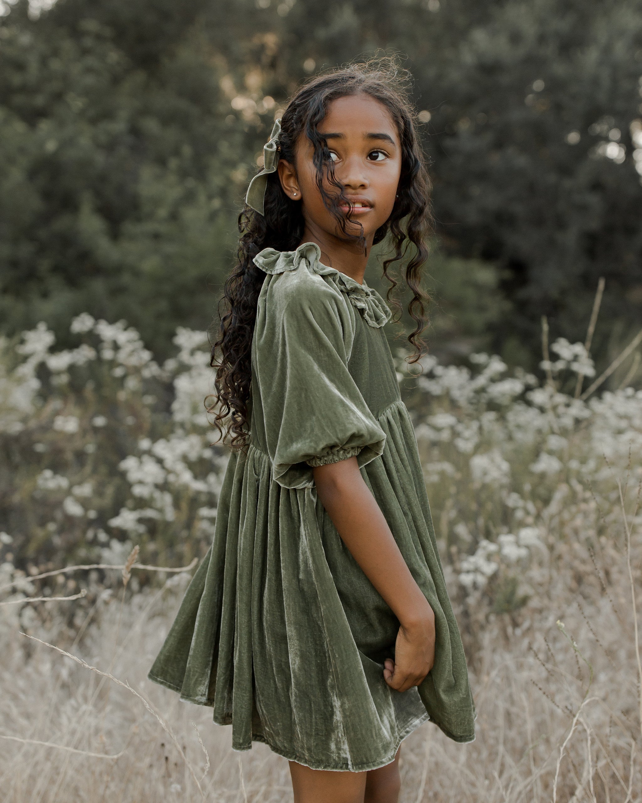 Adeline Dress || Pine - Rylee + Cru | Kids Clothes | Trendy Baby Clothes | Modern Infant Outfits |