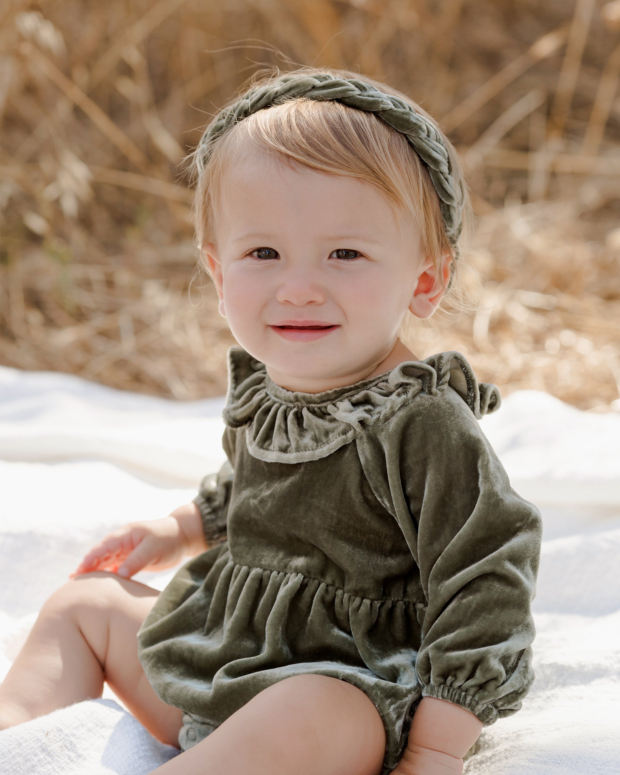 Adeline Romper || Pine - Rylee + Cru | Kids Clothes | Trendy Baby Clothes | Modern Infant Outfits |