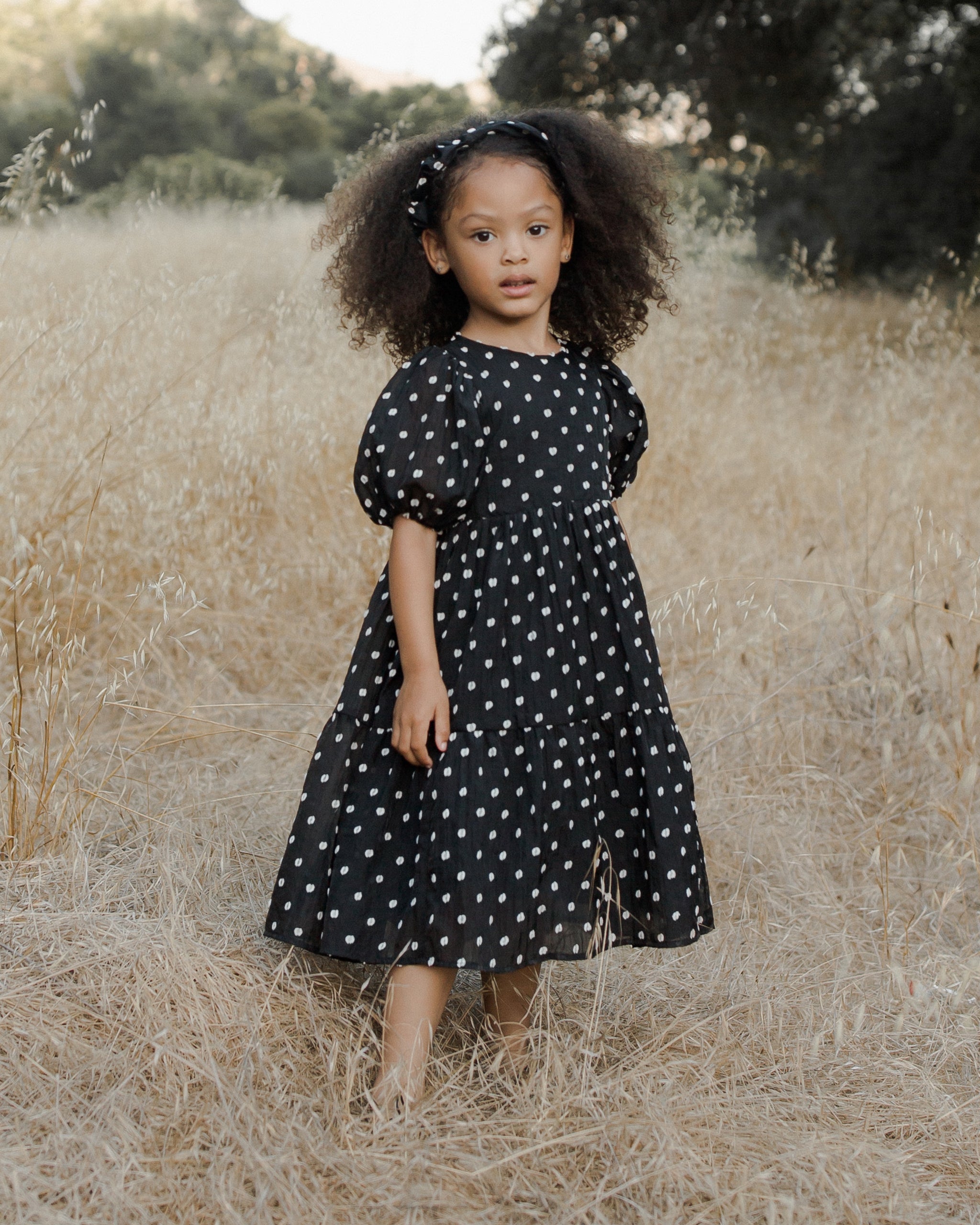 Chloe Dress || Black & Ivory Dot - Rylee + Cru | Kids Clothes | Trendy Baby Clothes | Modern Infant Outfits |
