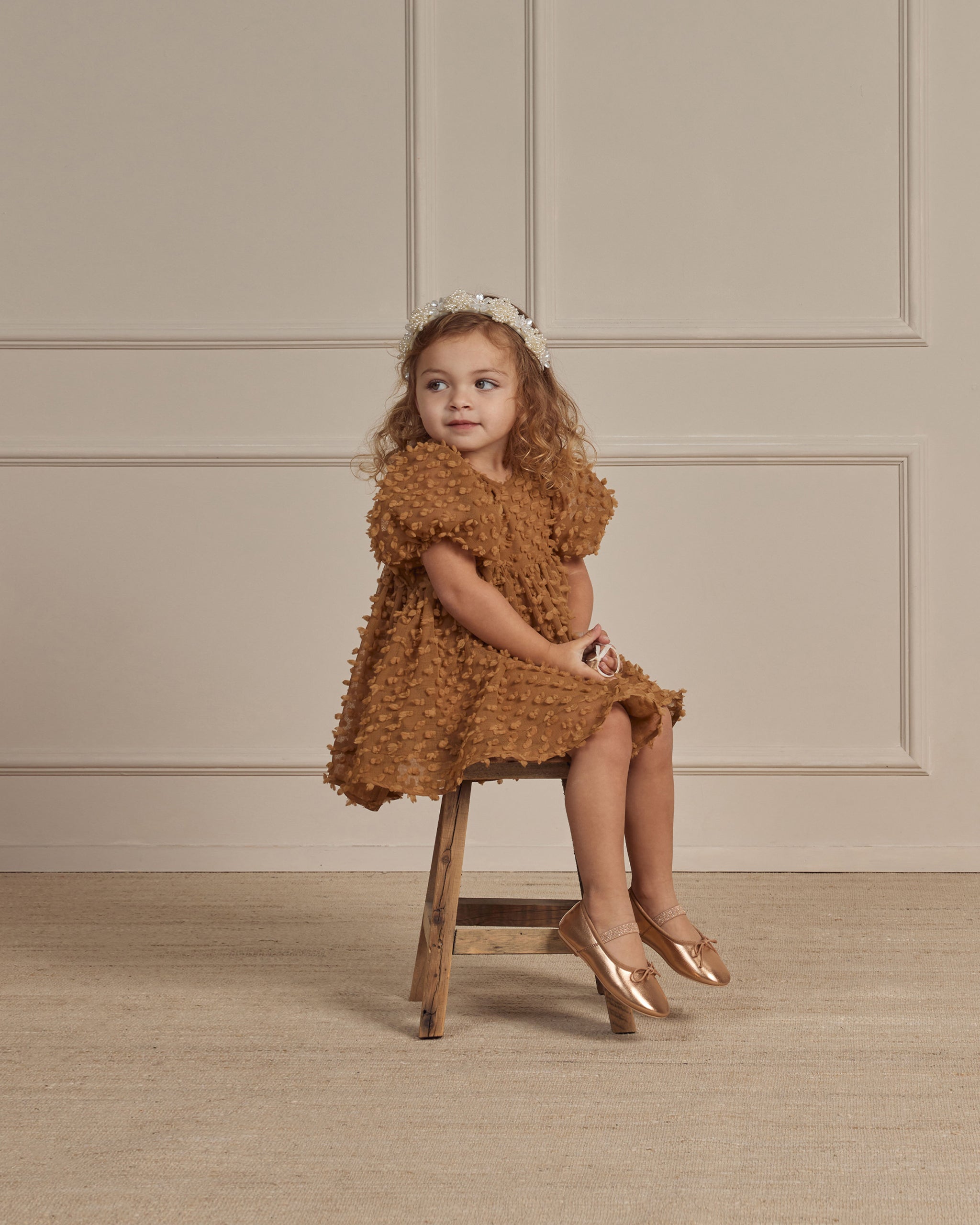 Luna Dress || Golden - Rylee + Cru | Kids Clothes | Trendy Baby Clothes | Modern Infant Outfits |