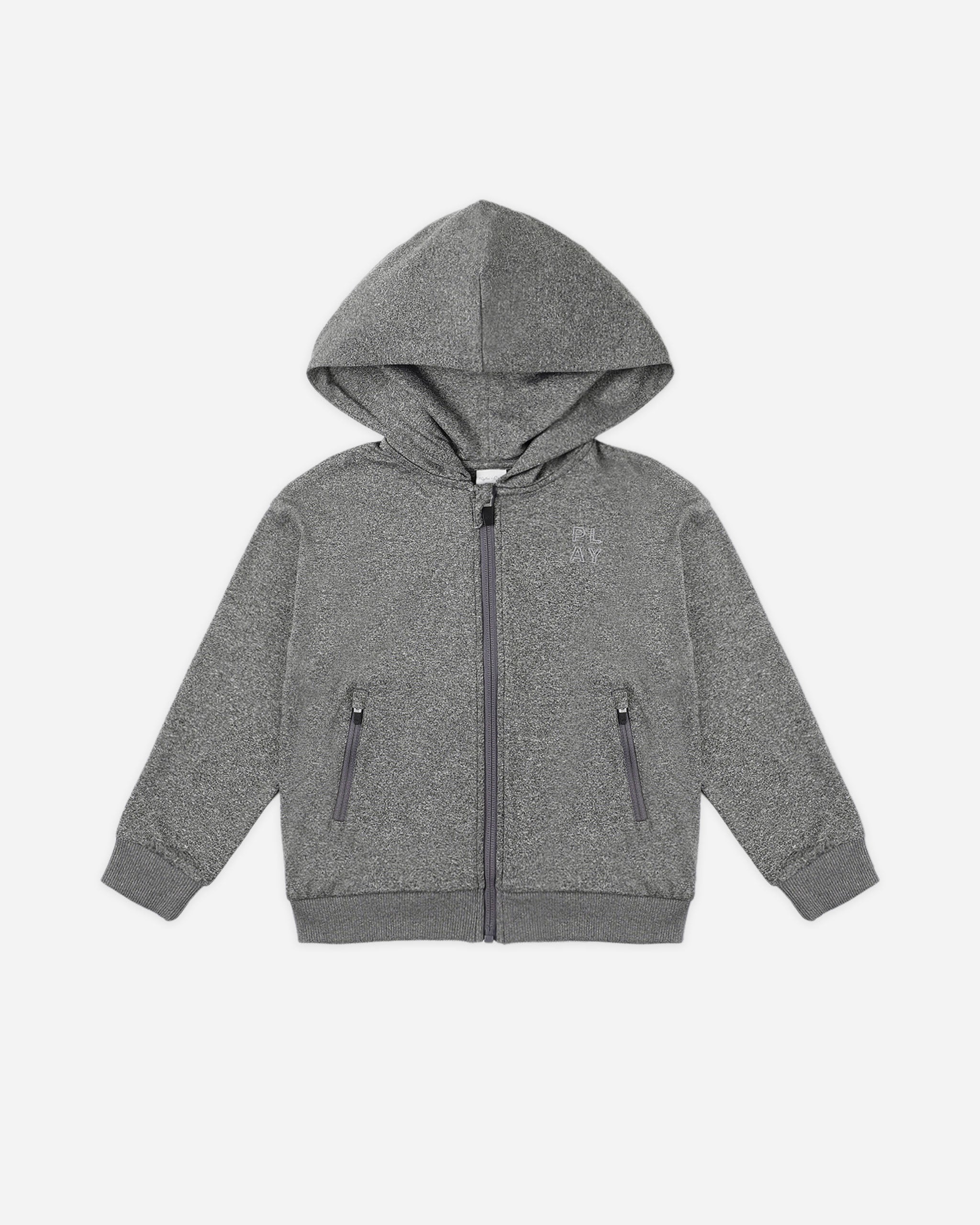 Zip-Up Tech Hoodie || Heathered Black - Rylee + Cru | Kids Clothes | Trendy Baby Clothes | Modern Infant Outfits |