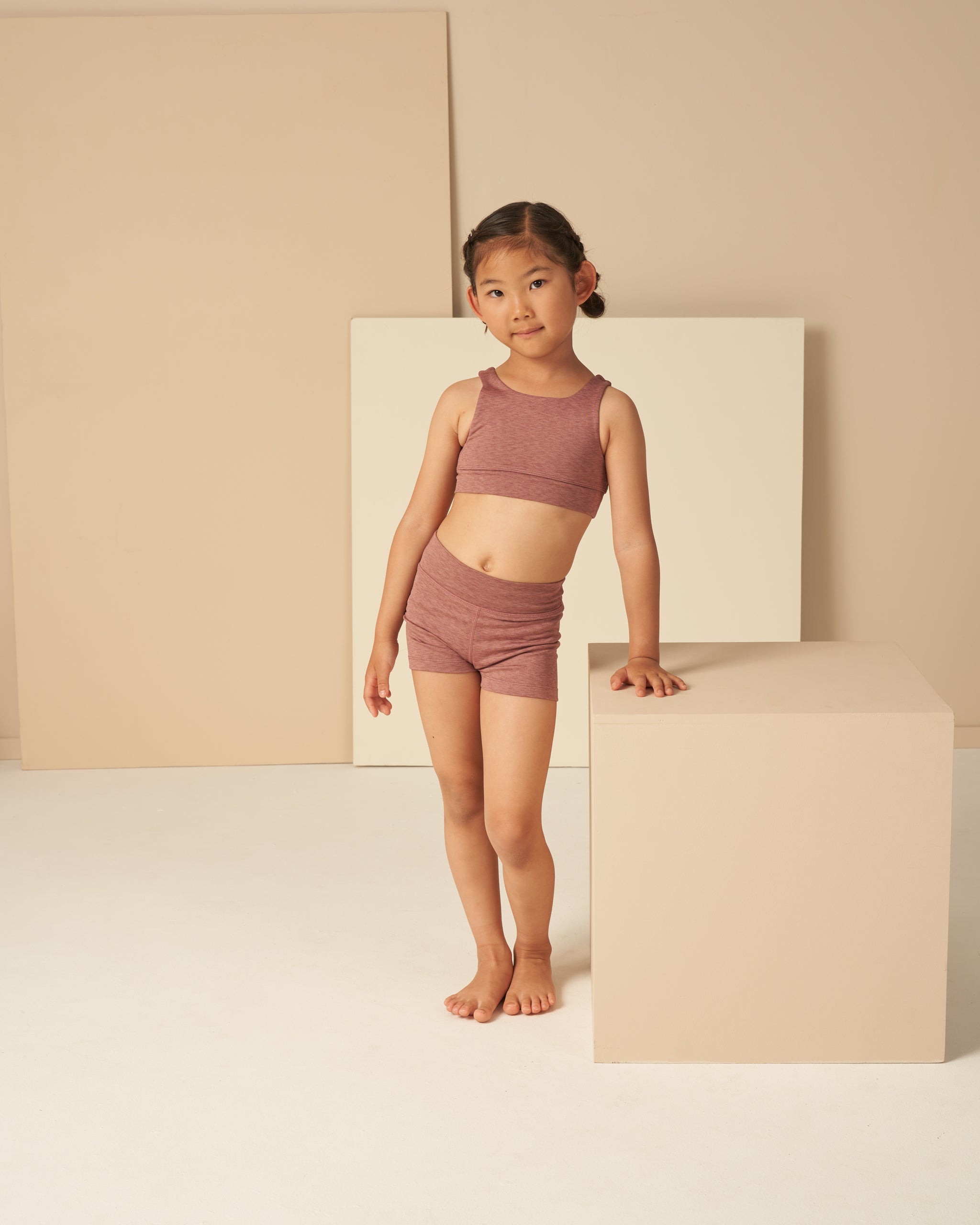 Swift Sports Bra || Heathered Mulberry - Rylee + Cru | Kids Clothes | Trendy Baby Clothes | Modern Infant Outfits |