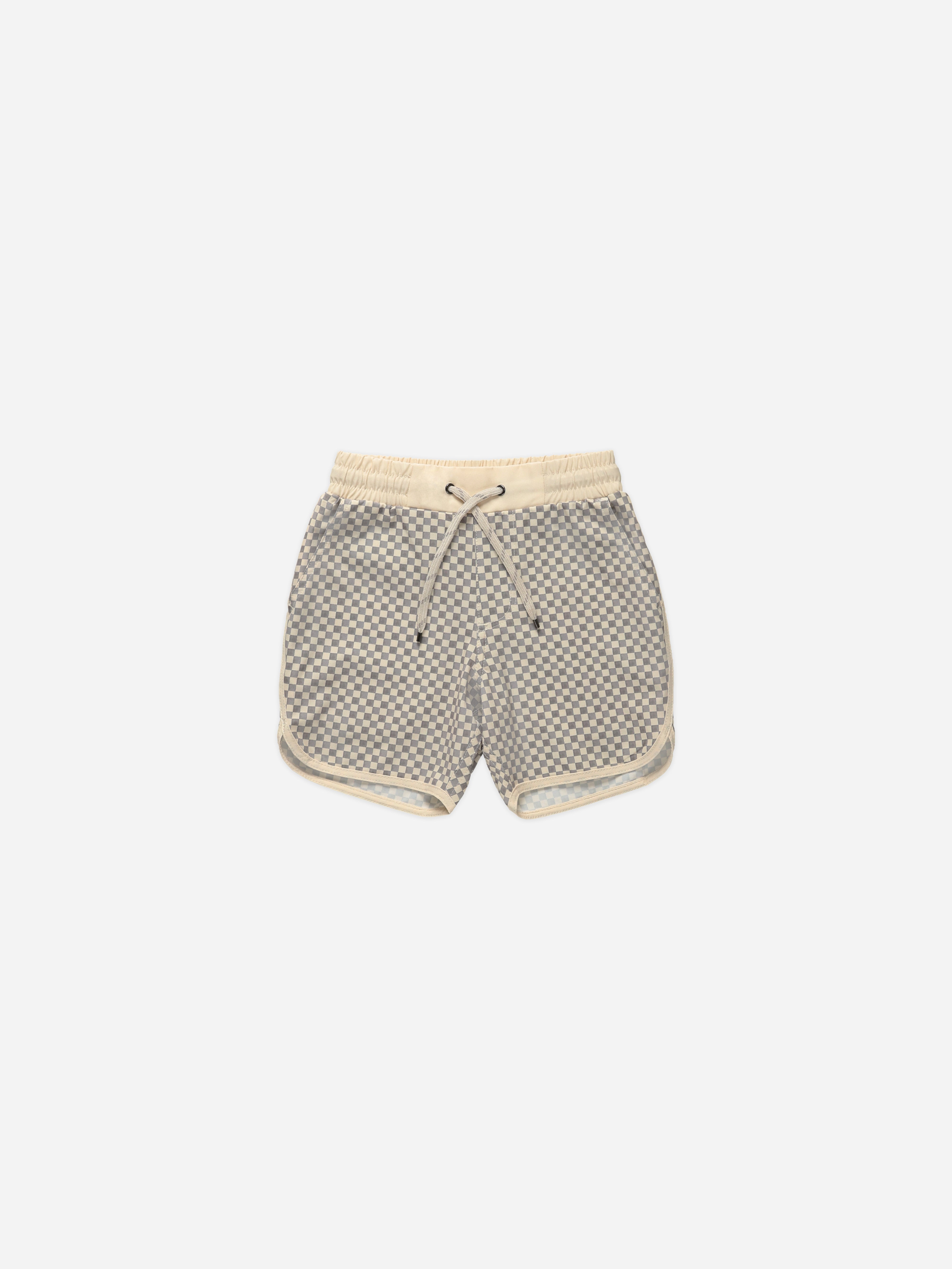 Del Mar Short || Grey Micro Check - Rylee + Cru | Kids Clothes | Trendy Baby Clothes | Modern Infant Outfits |