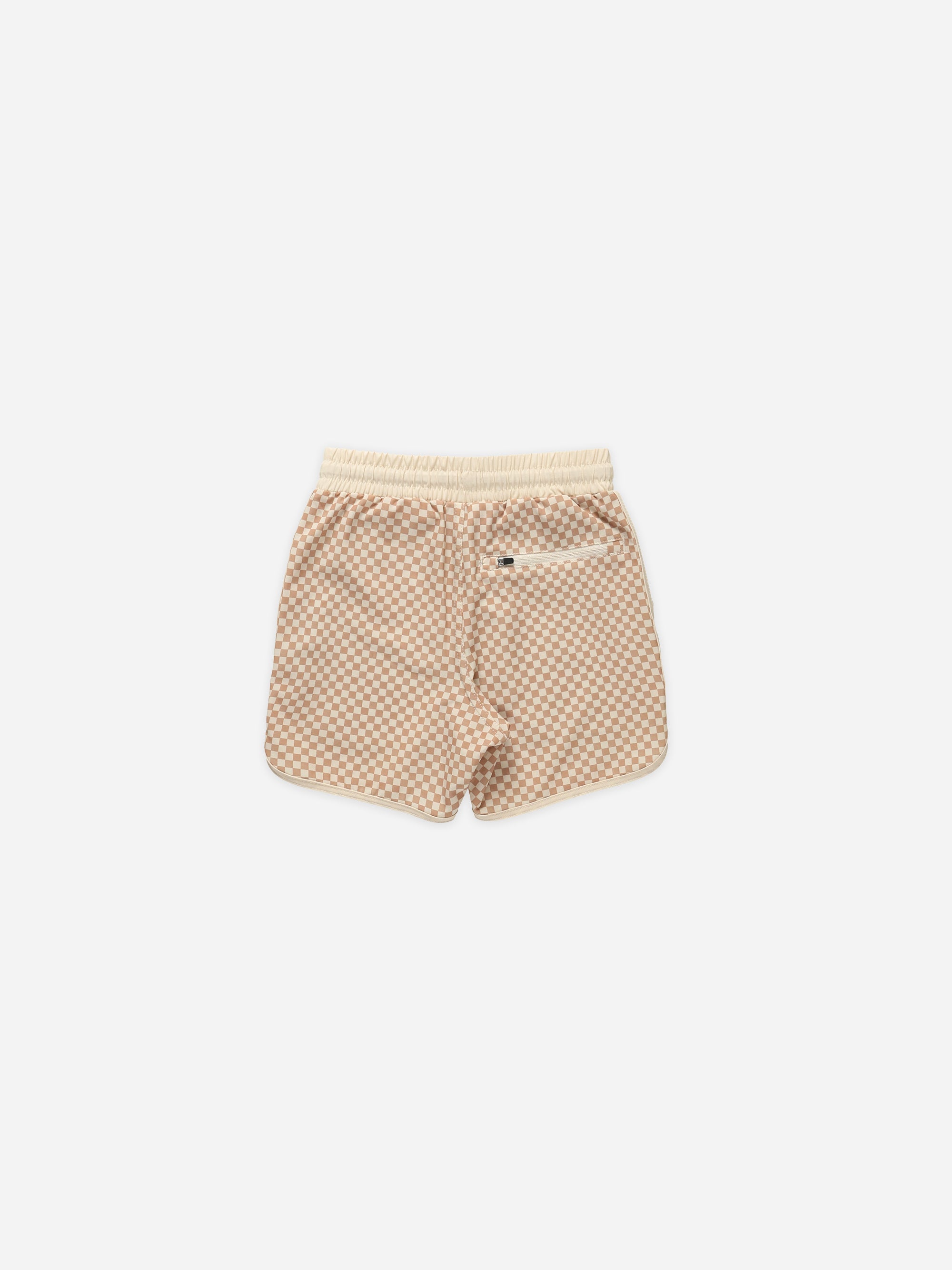 Del Mar Short || Clay Micro Check - Rylee + Cru | Kids Clothes | Trendy Baby Clothes | Modern Infant Outfits |