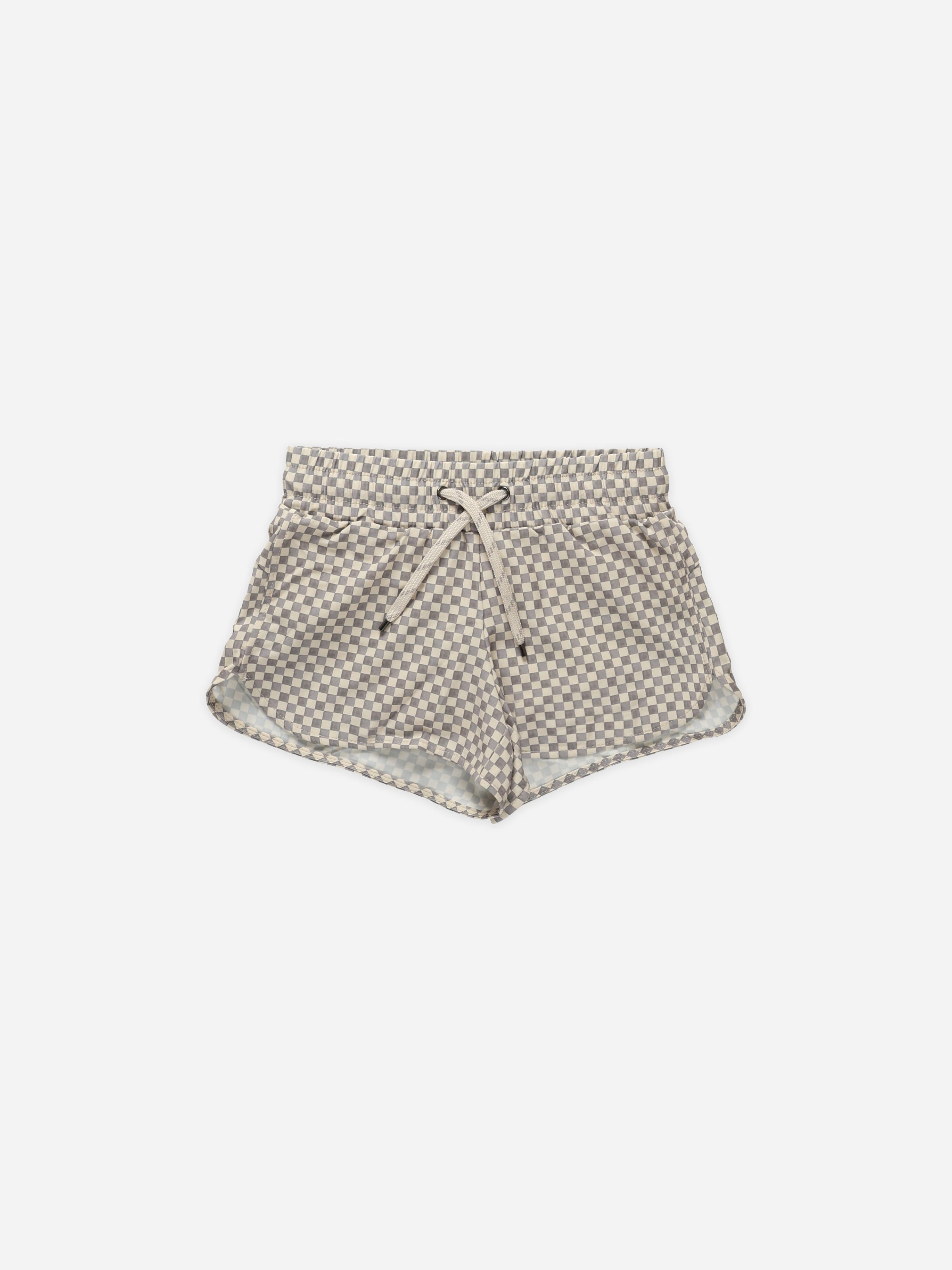 Speed Short || Grey Micro Check - Rylee + Cru | Kids Clothes | Trendy Baby Clothes | Modern Infant Outfits |