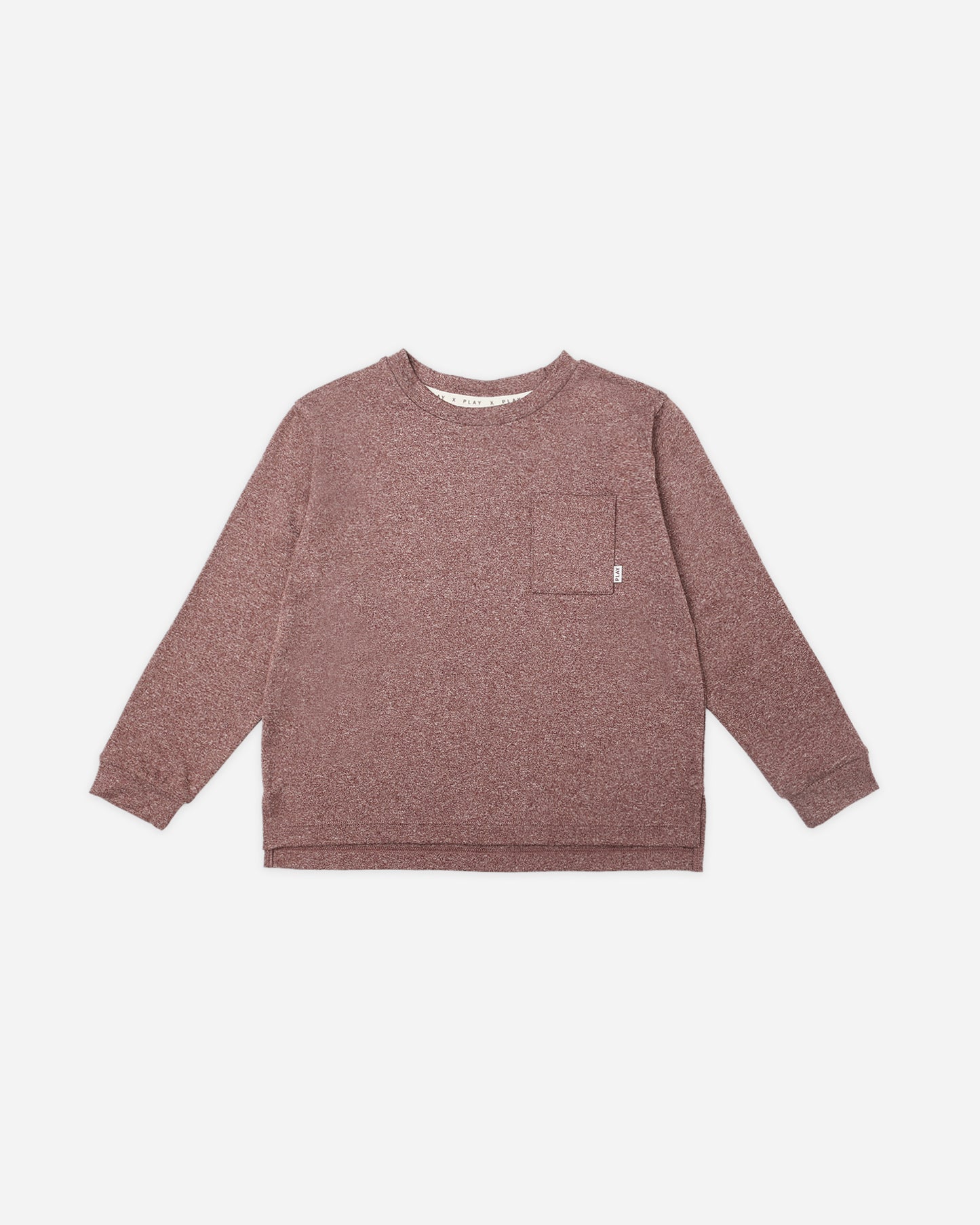 Long Sleeve Pocket Tee || Heathered Burgundy - Rylee + Cru | Kids Clothes | Trendy Baby Clothes | Modern Infant Outfits |