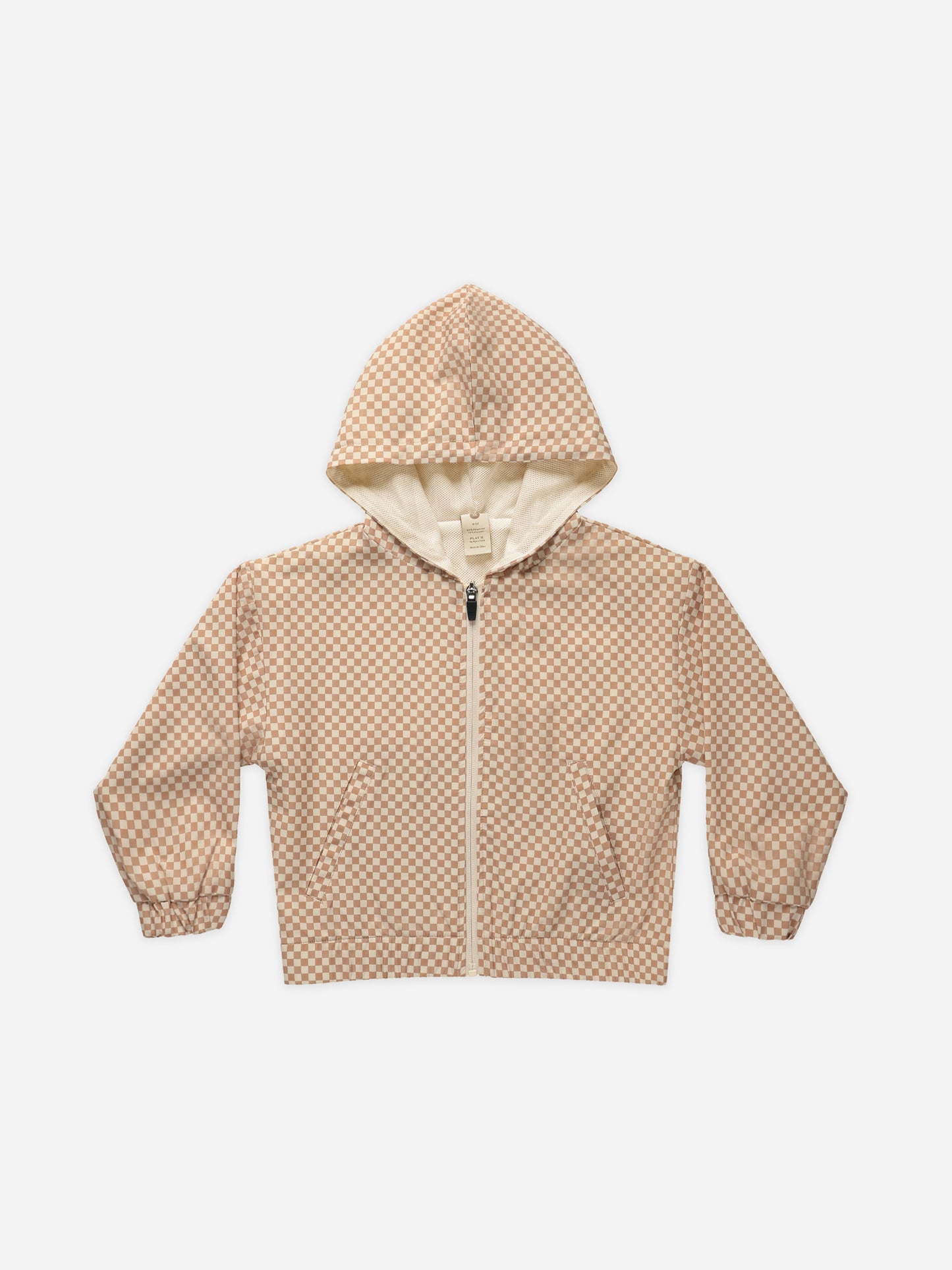 Hooded Windbreaker || Clay Micro Check - Rylee + Cru | Kids Clothes | Trendy Baby Clothes | Modern Infant Outfits |