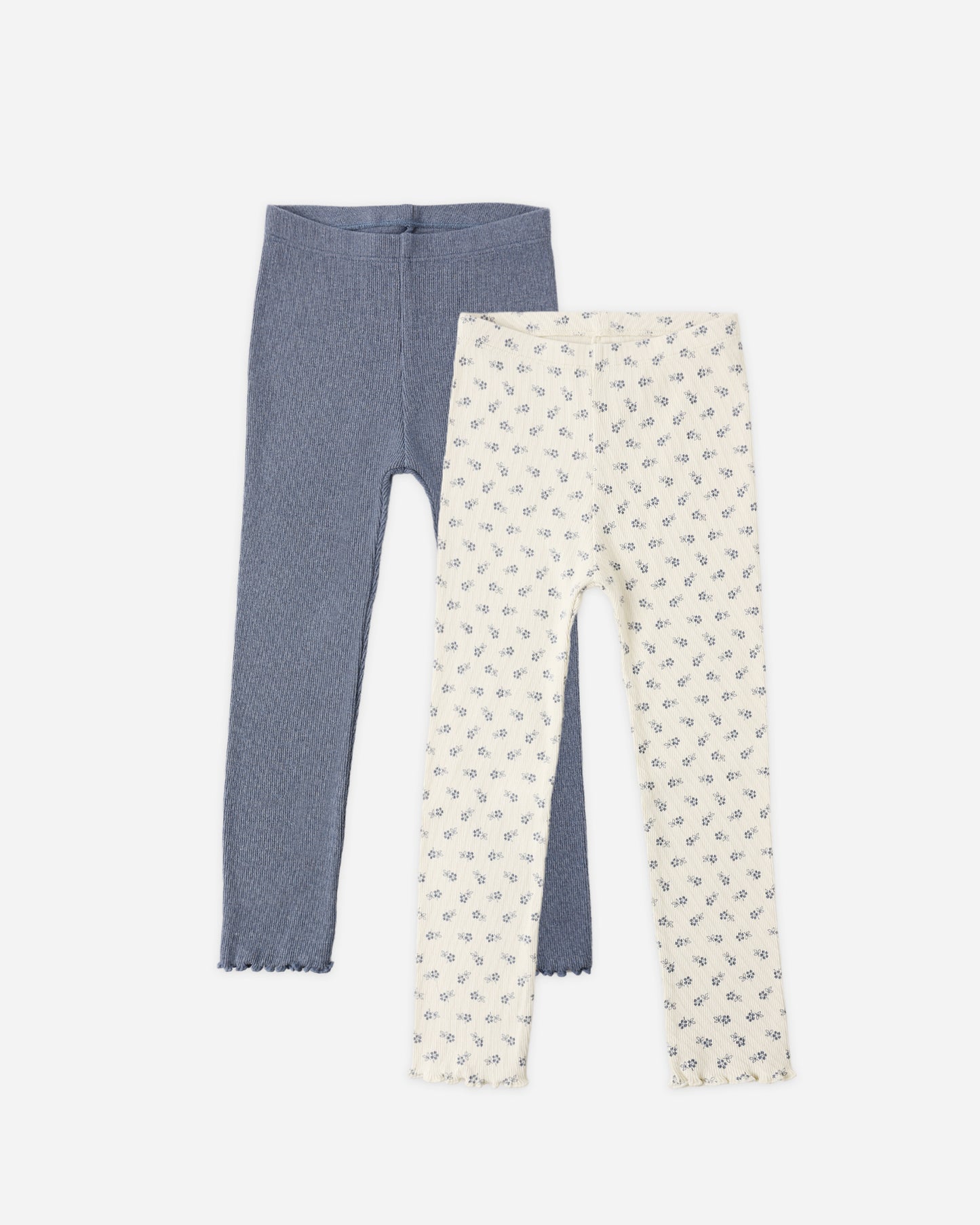 Ribbed Legging Set Natural Blue Ditsy, Heathered Marine
