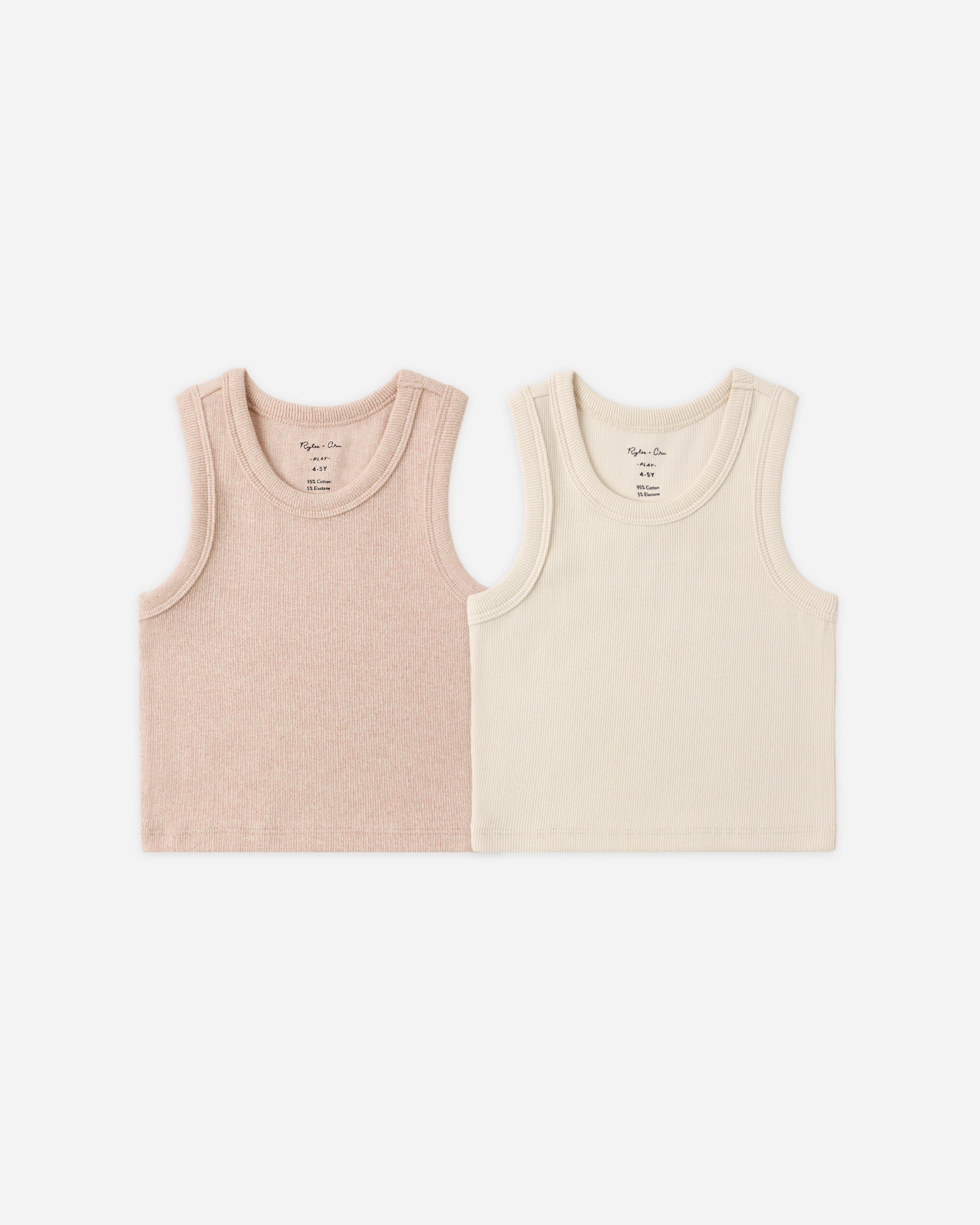 Ribbed Tank Set Shell, Heathered Blush – Rylee + Cru