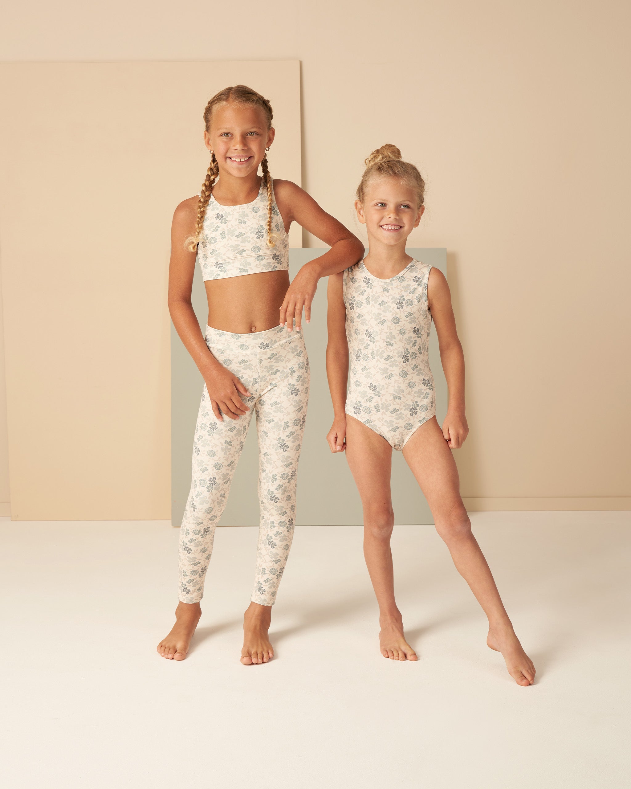Basic Leotard || Blue Floral - Rylee + Cru | Kids Clothes | Trendy Baby Clothes | Modern Infant Outfits |