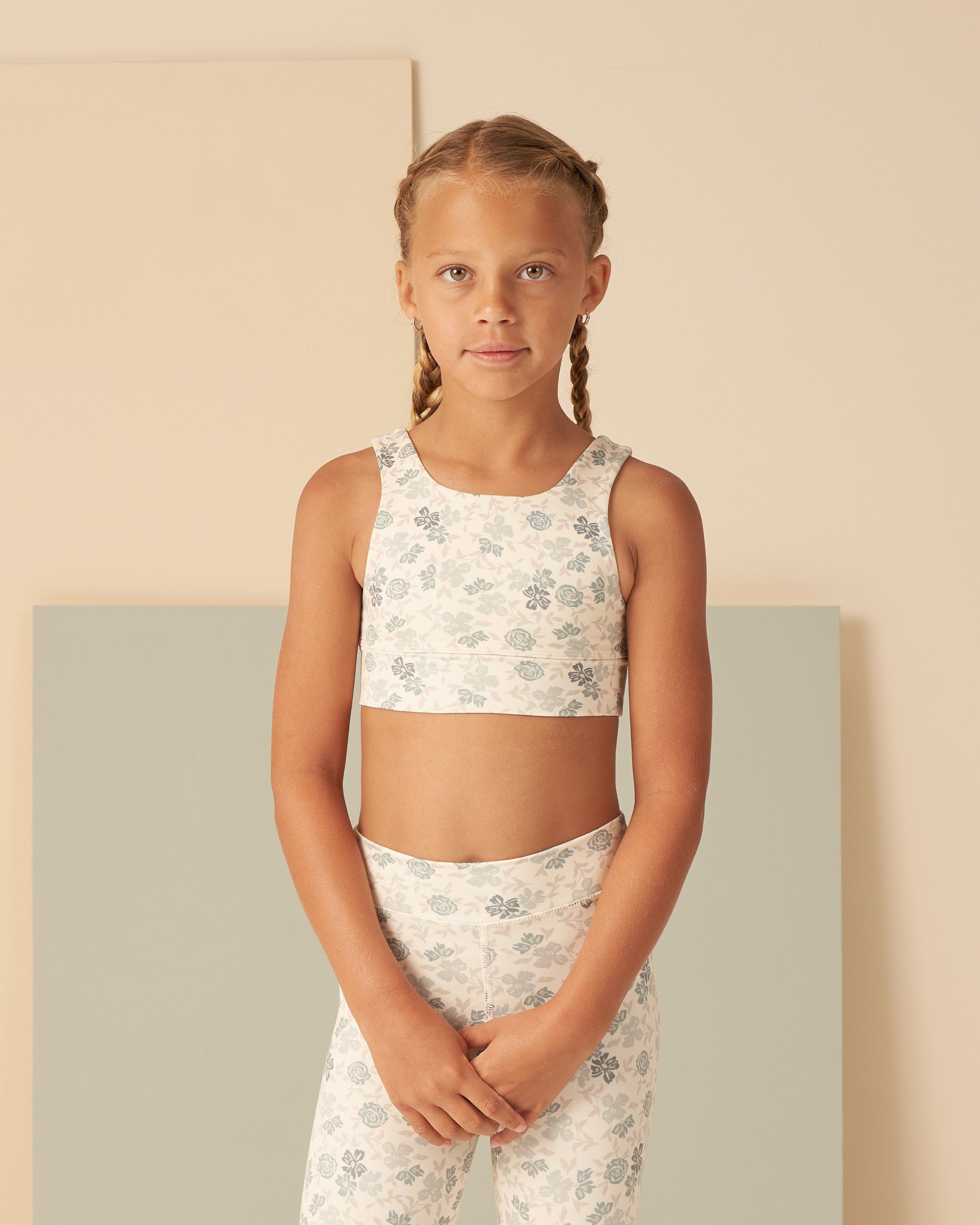 Swift Sports Bra || Blue Floral - Rylee + Cru | Kids Clothes | Trendy Baby Clothes | Modern Infant Outfits |