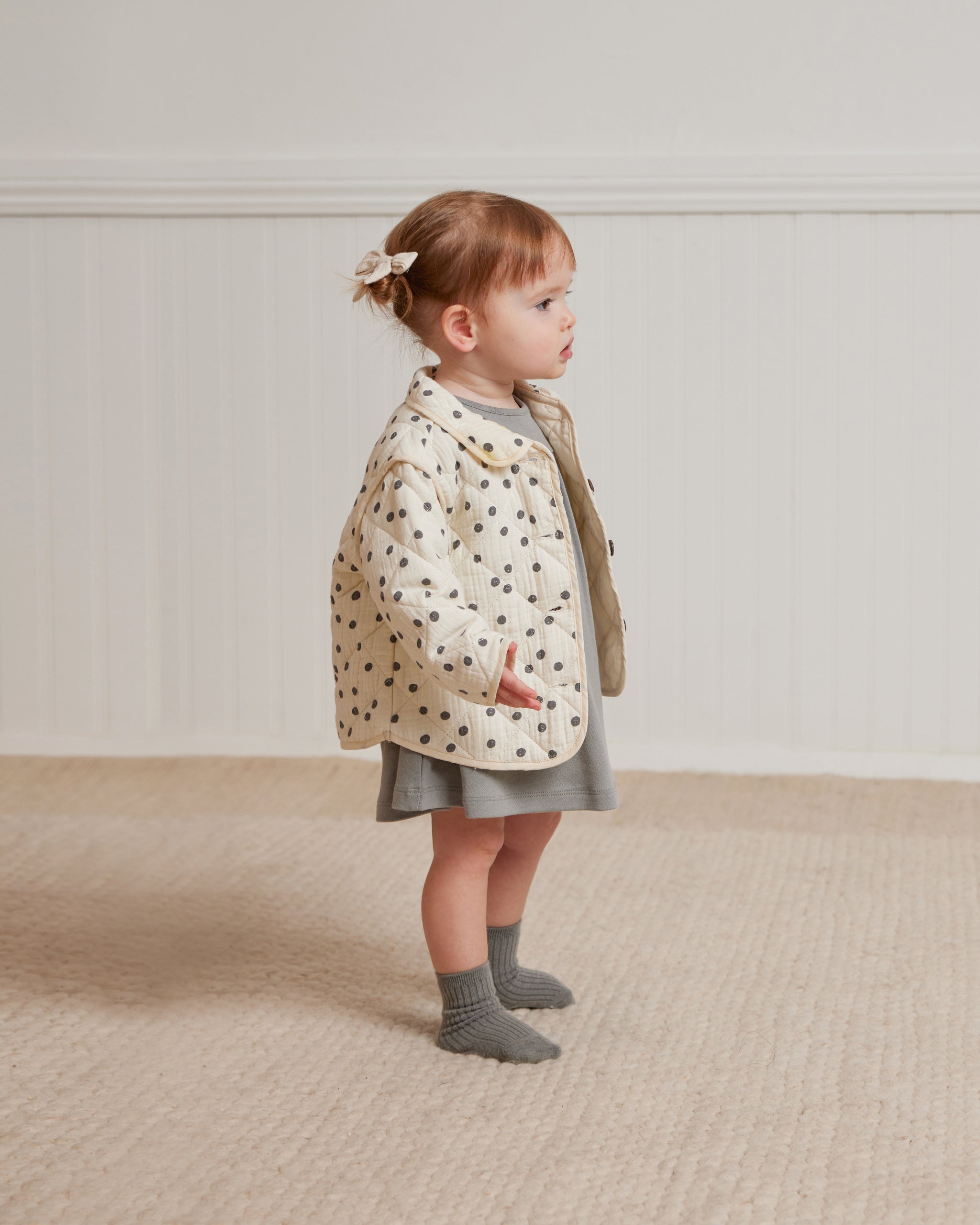 Quilted Jacket || Navy Dot – Quincy Mae