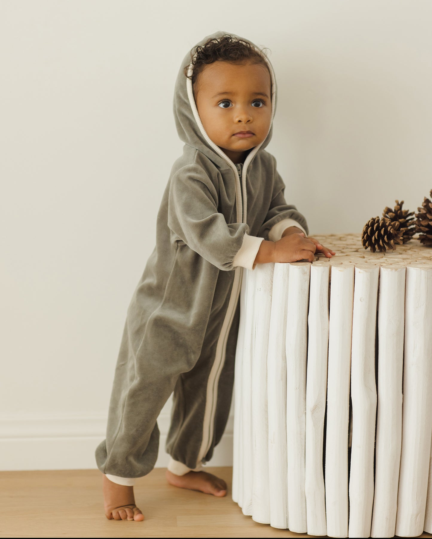 Velour Zip Jumpsuit || Forest - Rylee + Cru | Kids Clothes | Trendy Baby Clothes | Modern Infant Outfits |