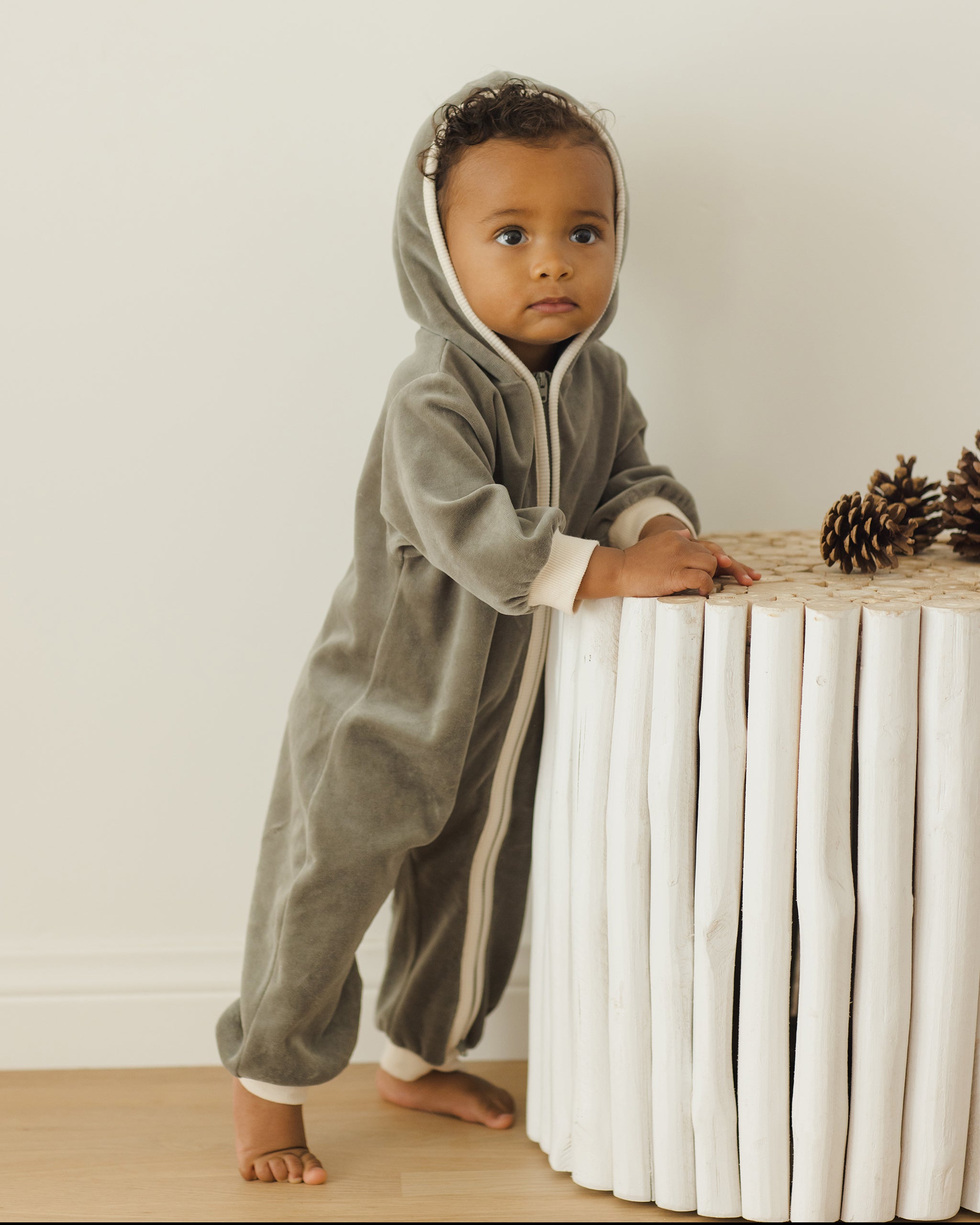 Velour Zip Jumpsuit || Forest - Rylee + Cru | Kids Clothes | Trendy Baby Clothes | Modern Infant Outfits |